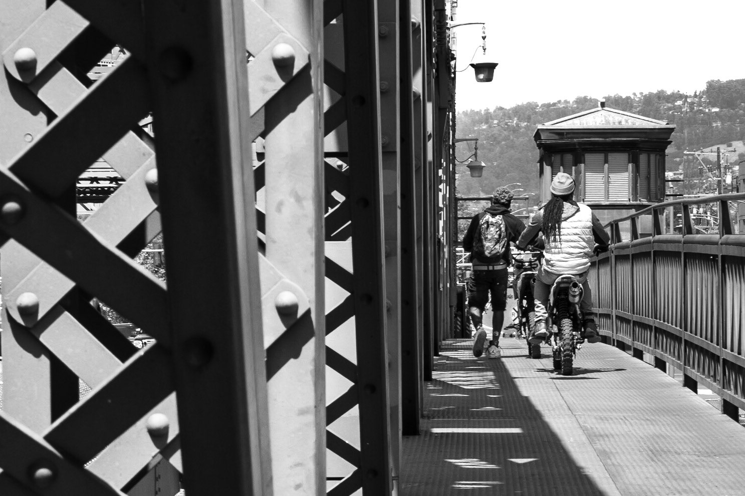 Motorcyclist on the bridge