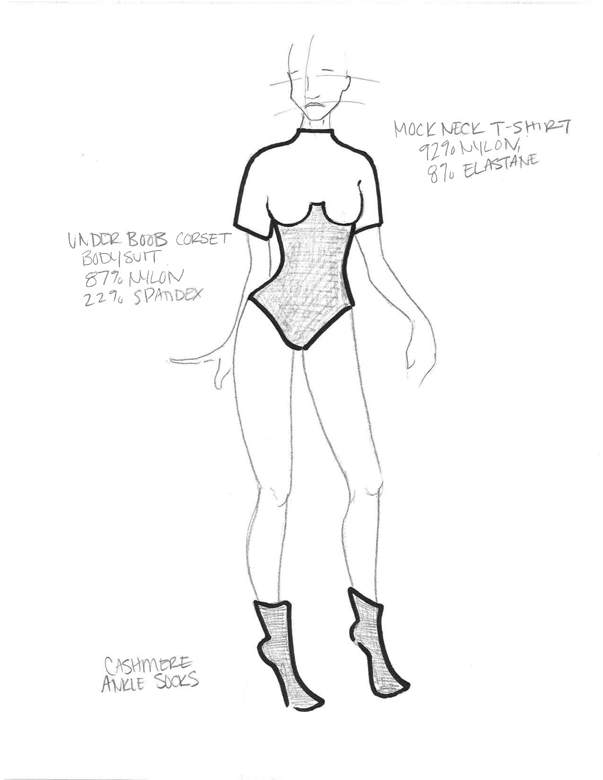 87% Nylon / 13% Spandex Single Jersey Shape-wear Fabric - Under Boob Corset Bodysuit