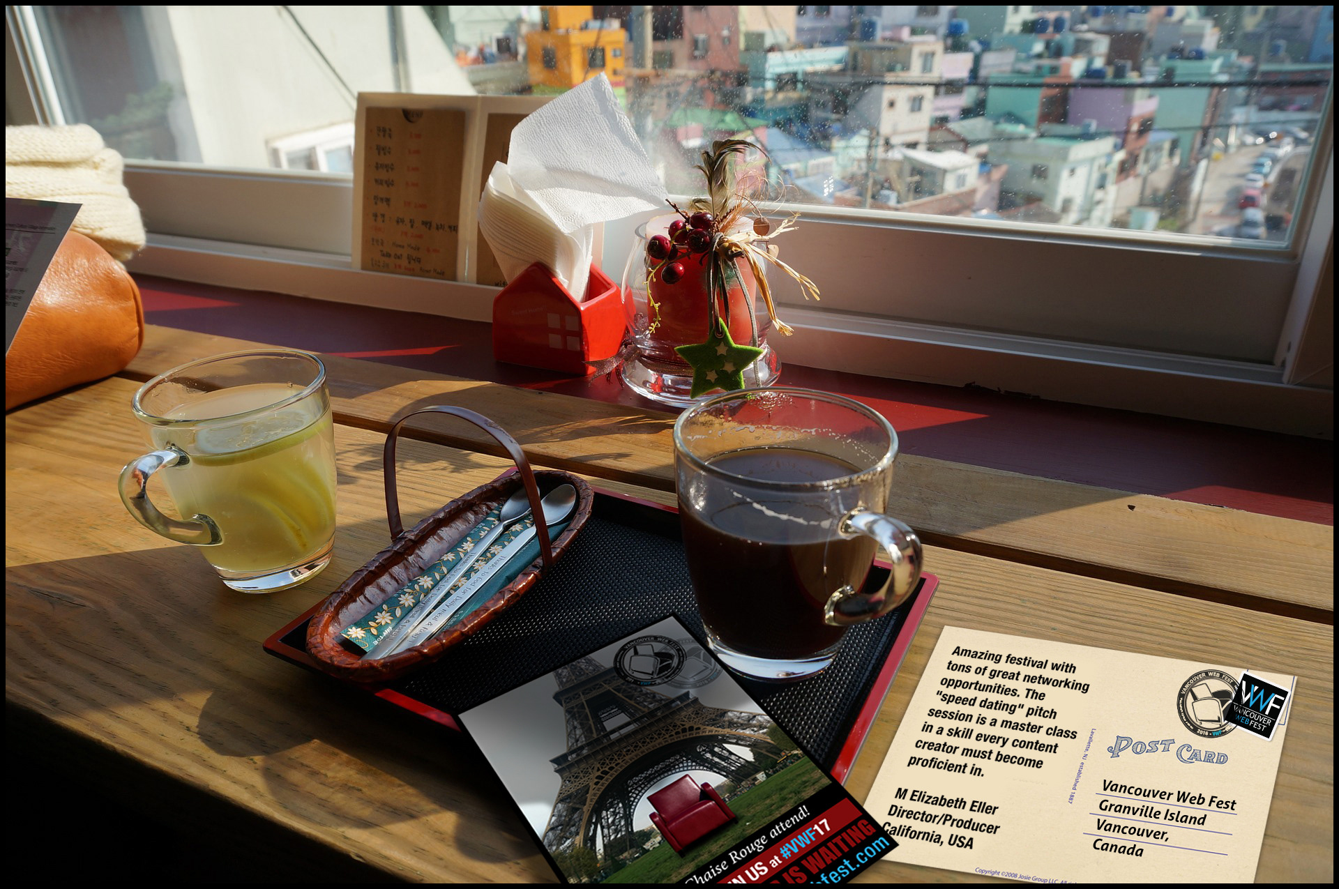 Vancouver Web Fest: promo graphic for social media, "postcard"