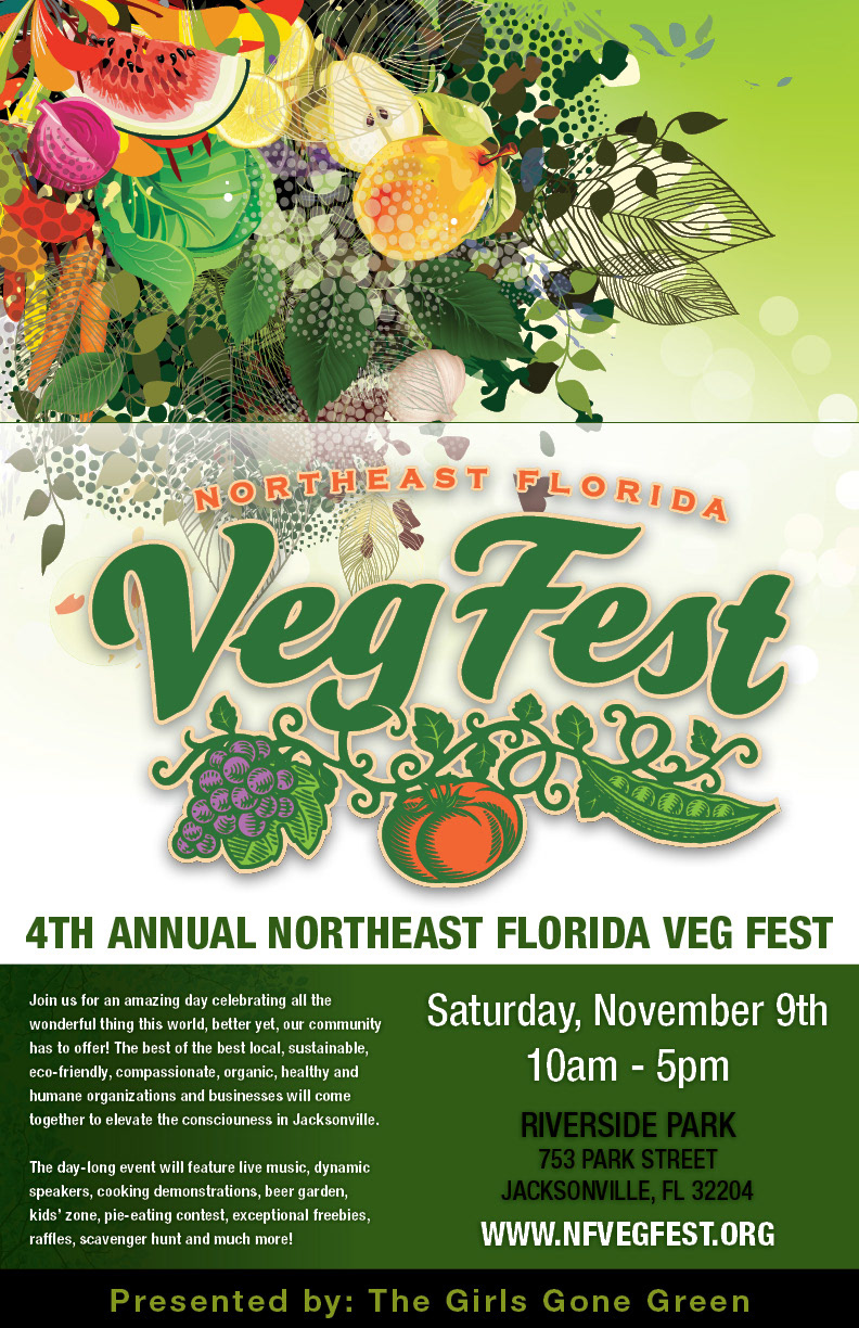 Girls Gone Green: Poster art for 4th Annual NE FL Veg Fest
