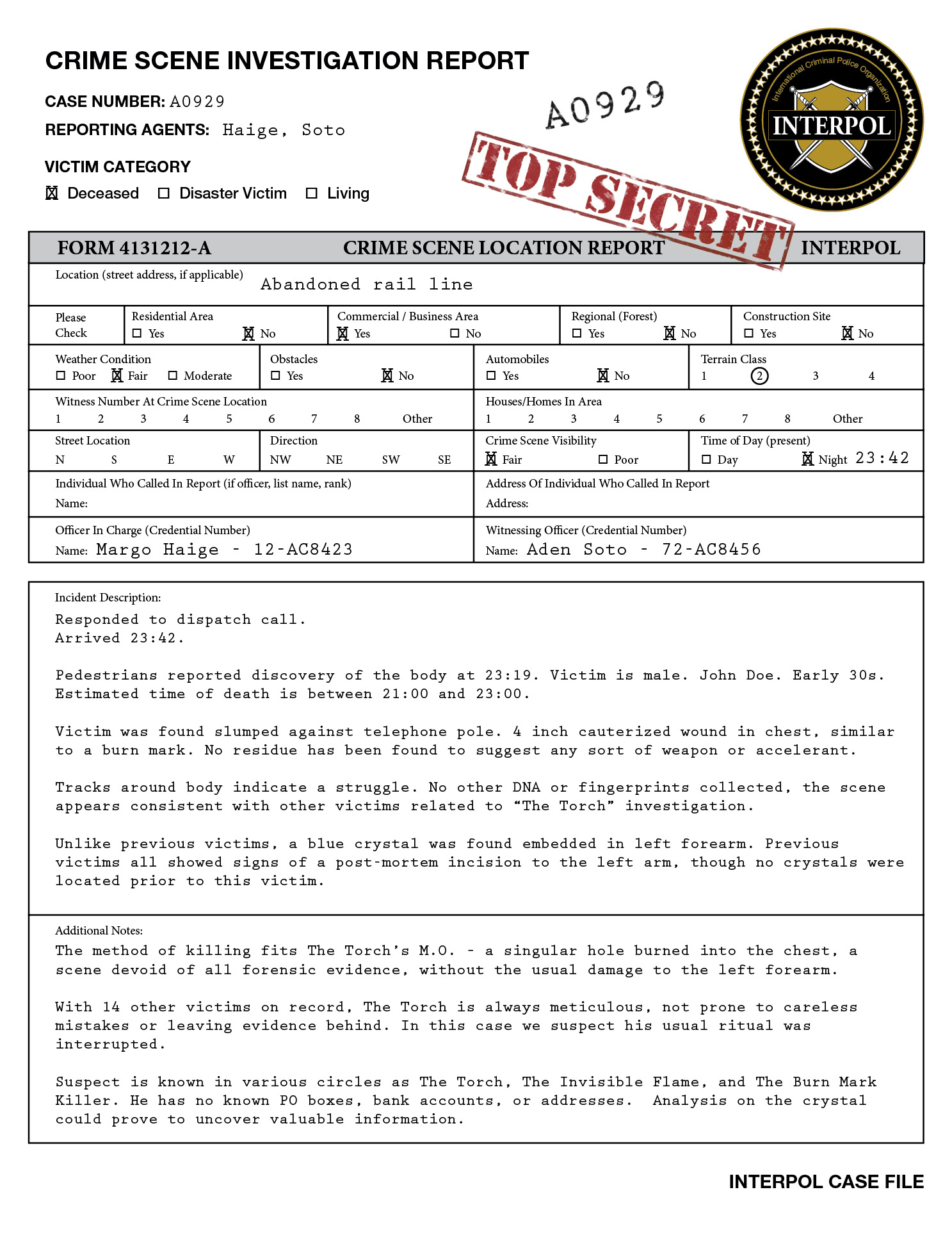 Aeternus: "Case File" art/prop for set & pitch deck