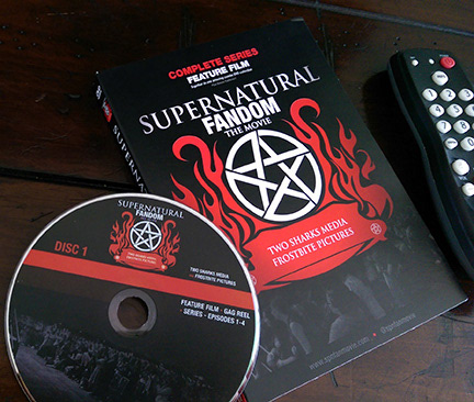 Photo of the completed DVD set for #SupernaturalFandomMovie - the case cover and one of the dvds.