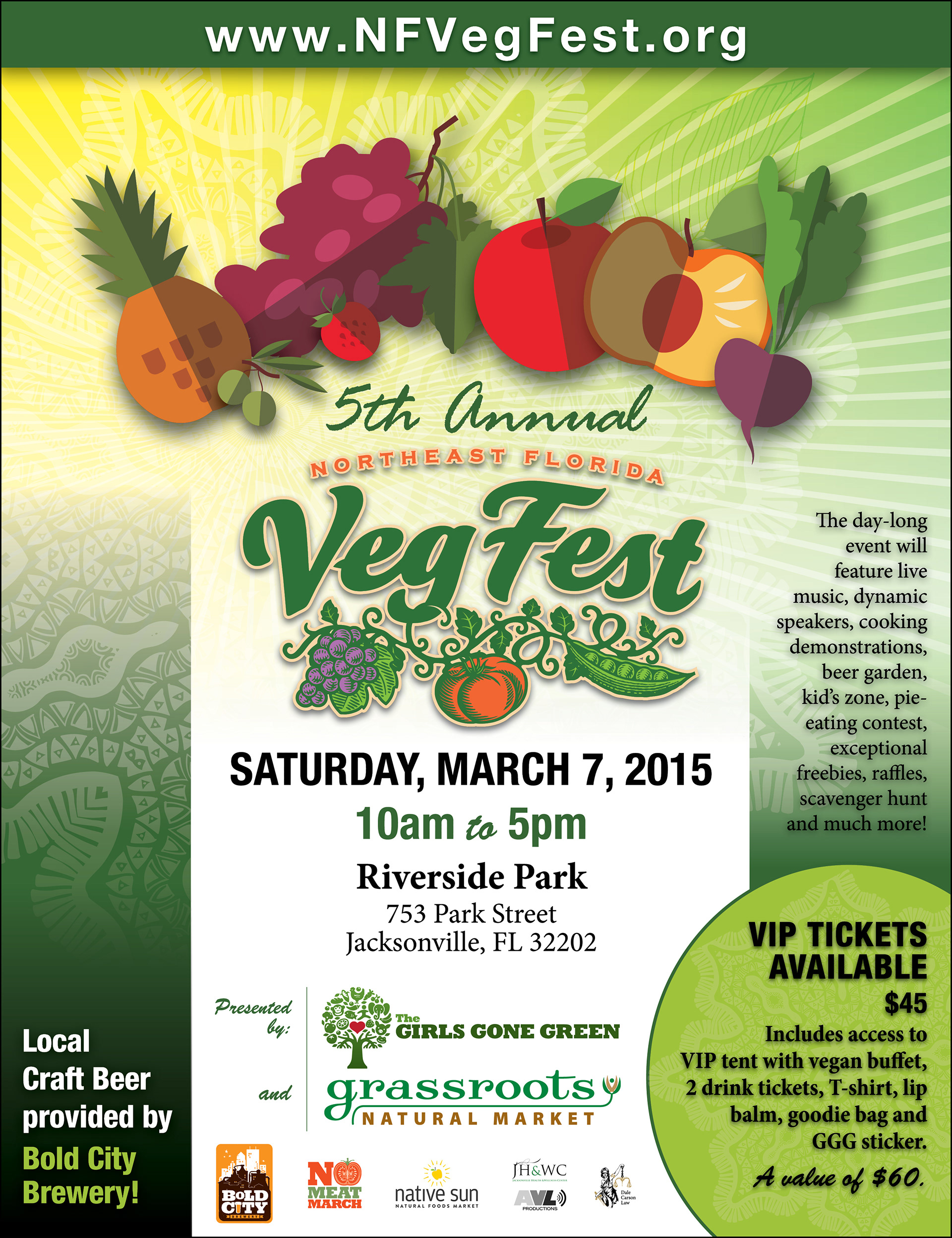 Girls Gone Green: Full-page magazine art for 5th Annual NE FL Veg Fest