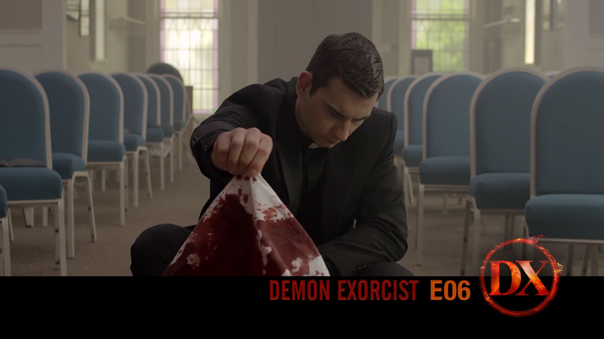 #DemonX - Episode art, portrait layout for @SeekaTV / Episode 06 (Patrick Gerber as "Father Andrew")