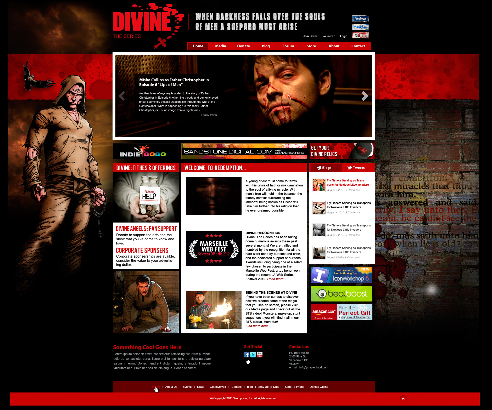 Divine: website layout