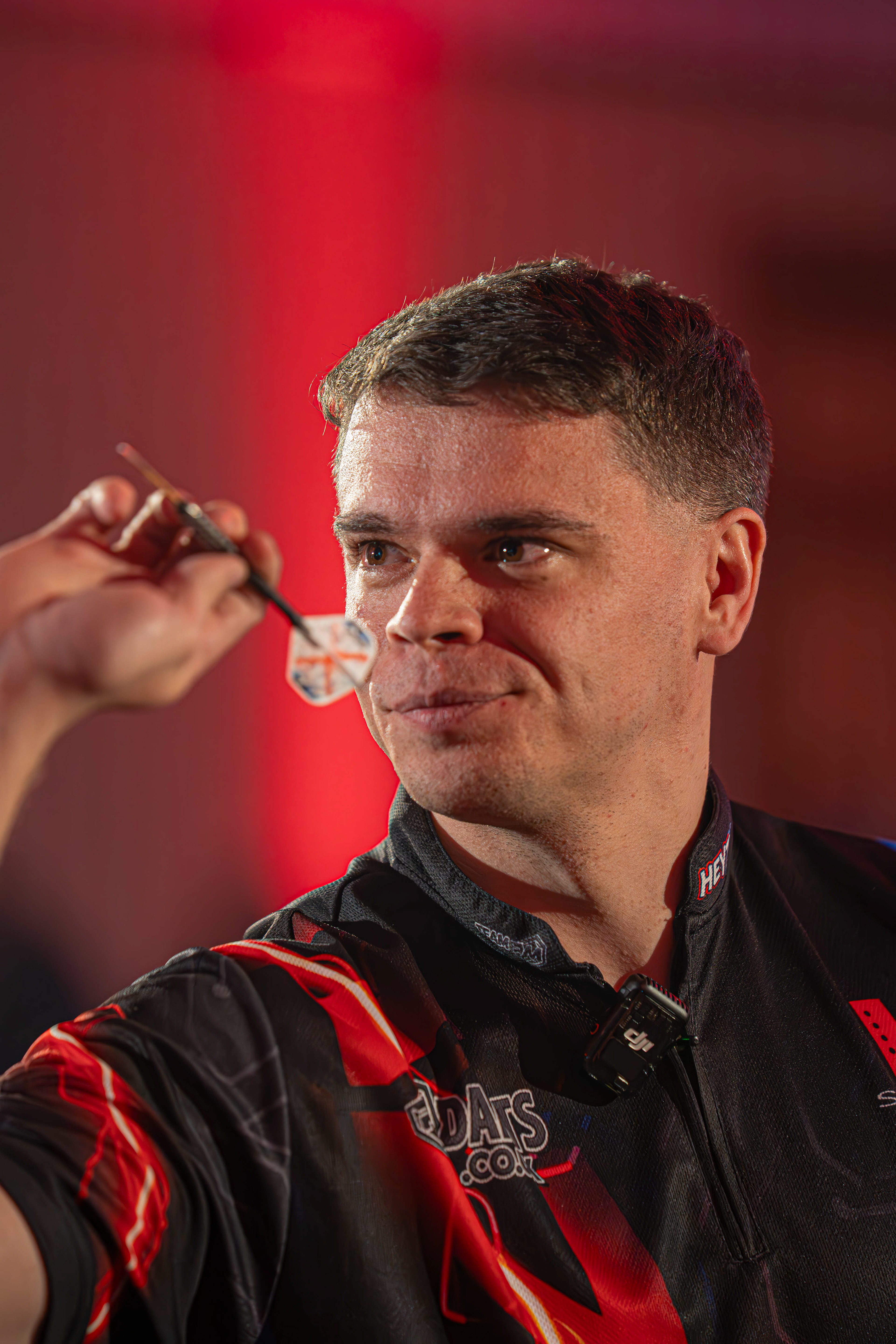 Tiktok star Heyzy Darts focusing on the board as he plays Damon Heta at the Copthorne Hotel, Brierley Hill. 27/03/26