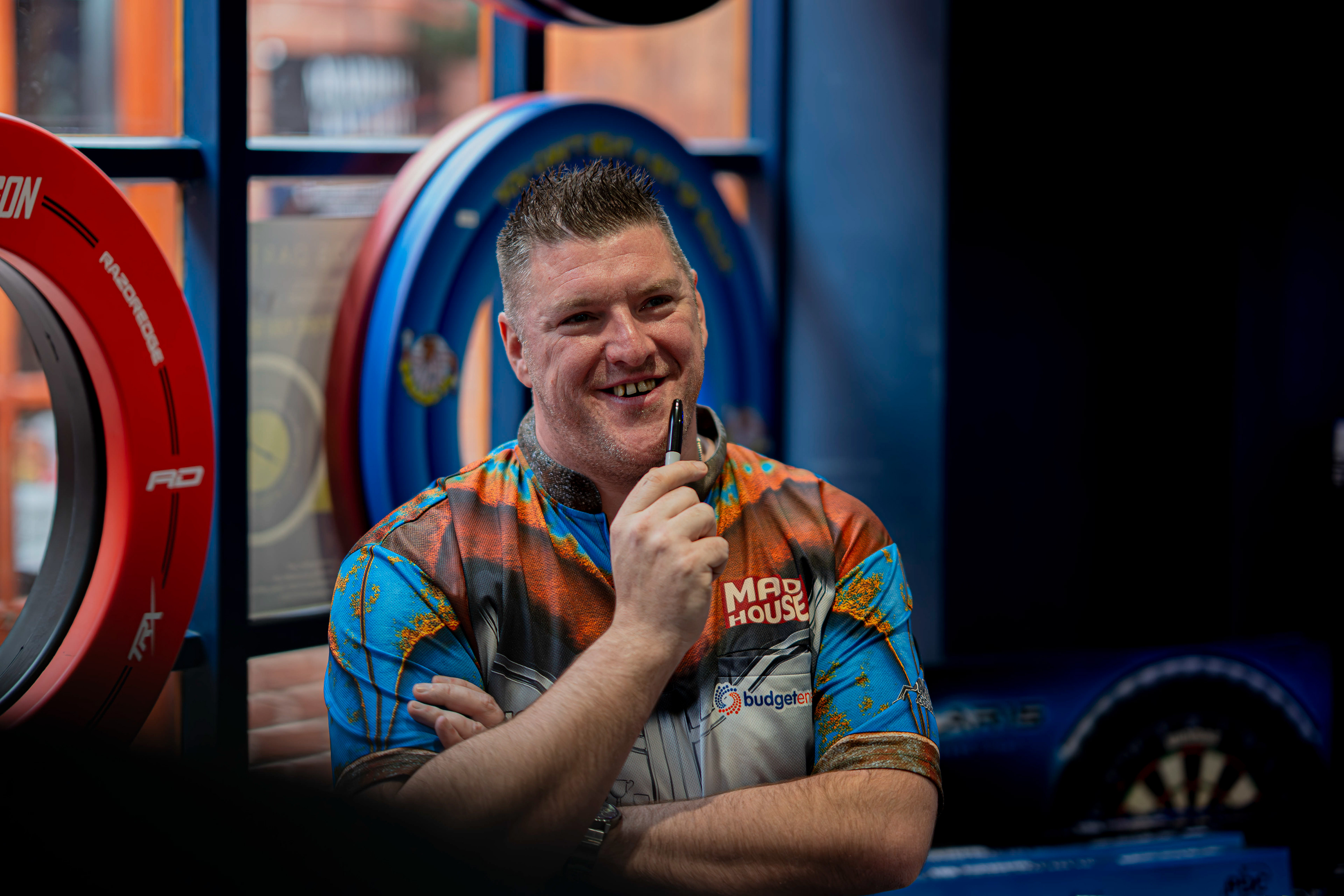PDC pro Daryl Gurney speaking with fans at Midlands Darts Shop, Tamworth, Staffordshire. 1st March 2026