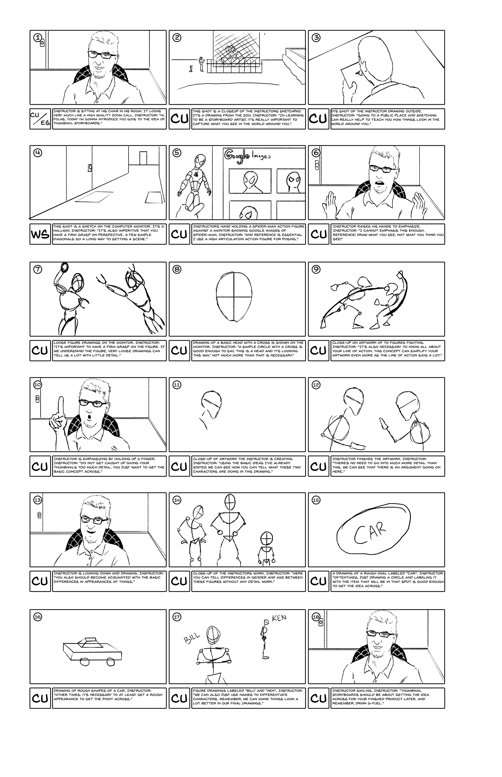 Storyboard of a fictional LinkedIn Learning-style video.