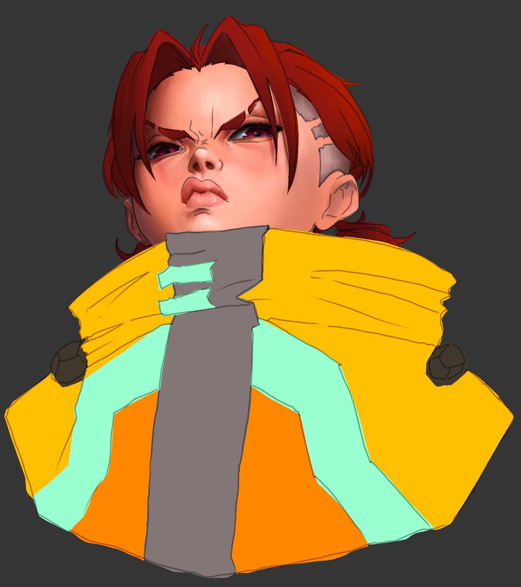 Original Character - 2024 - This personal piece is a work in progress! I was practicing rendering, and my goal is to create a fully rendered piece!