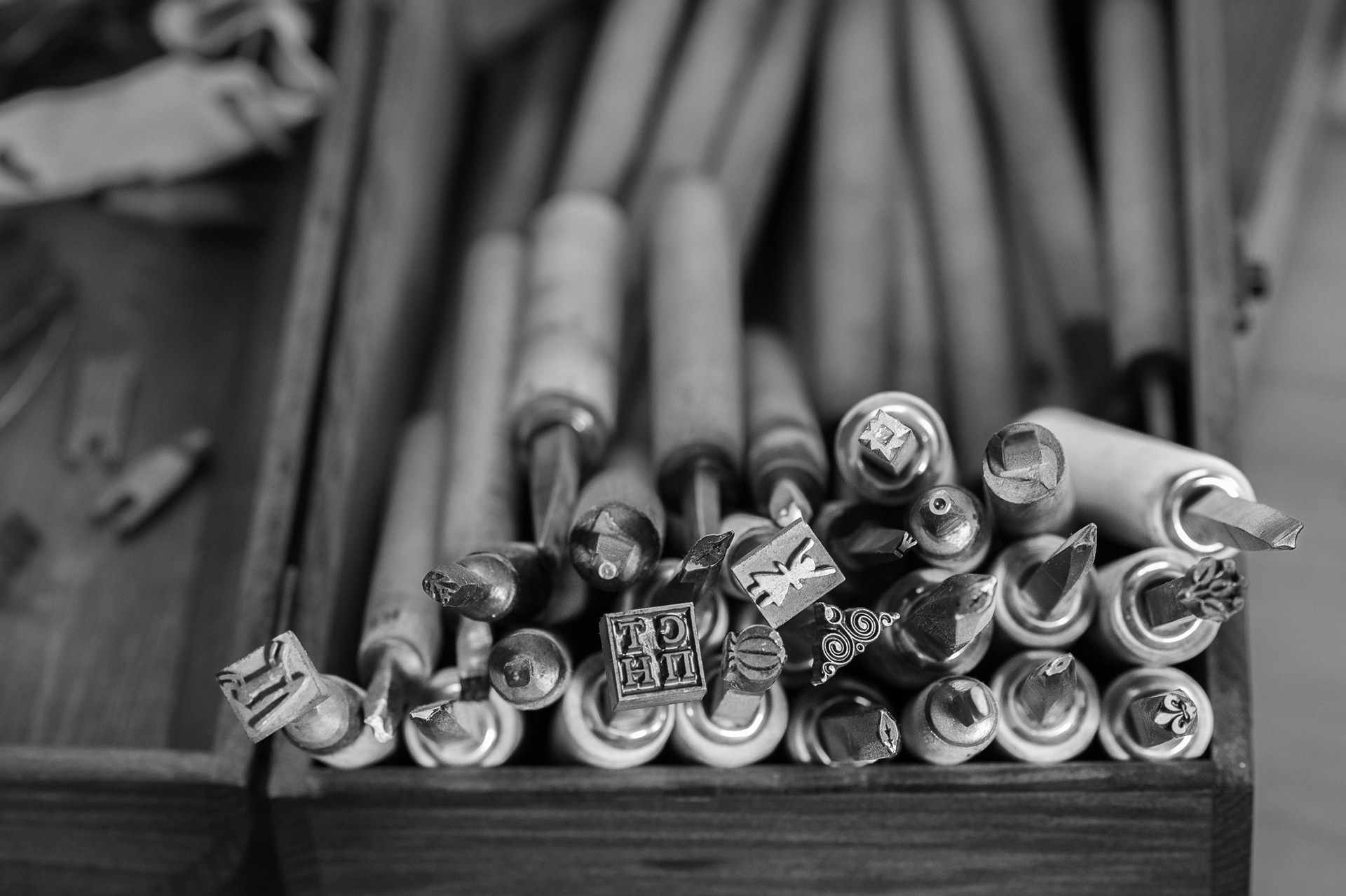 Brass tools for applying gold/embossed leather