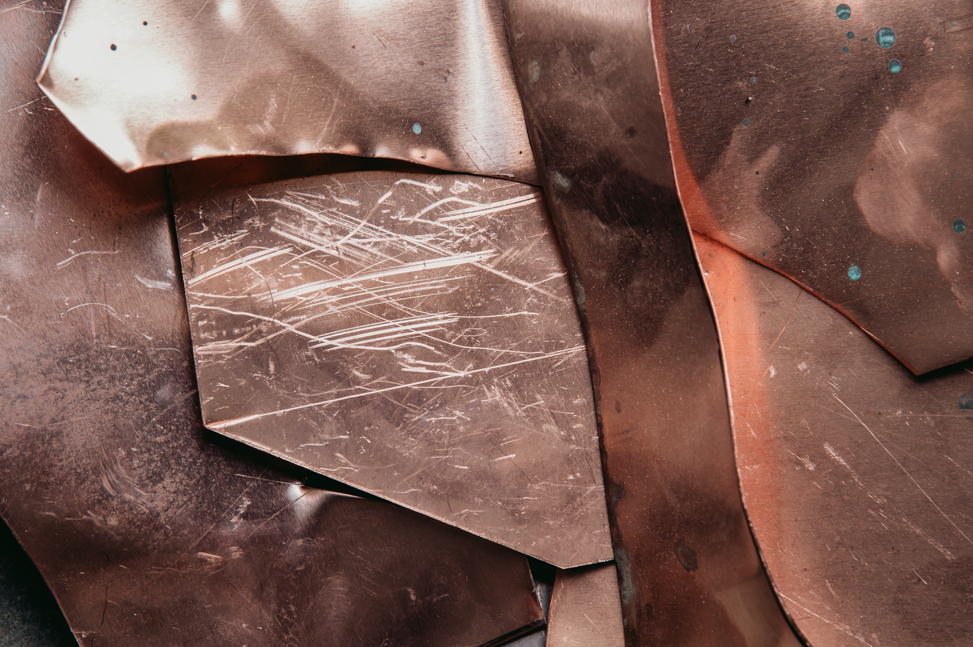 Scraps of copper sheets