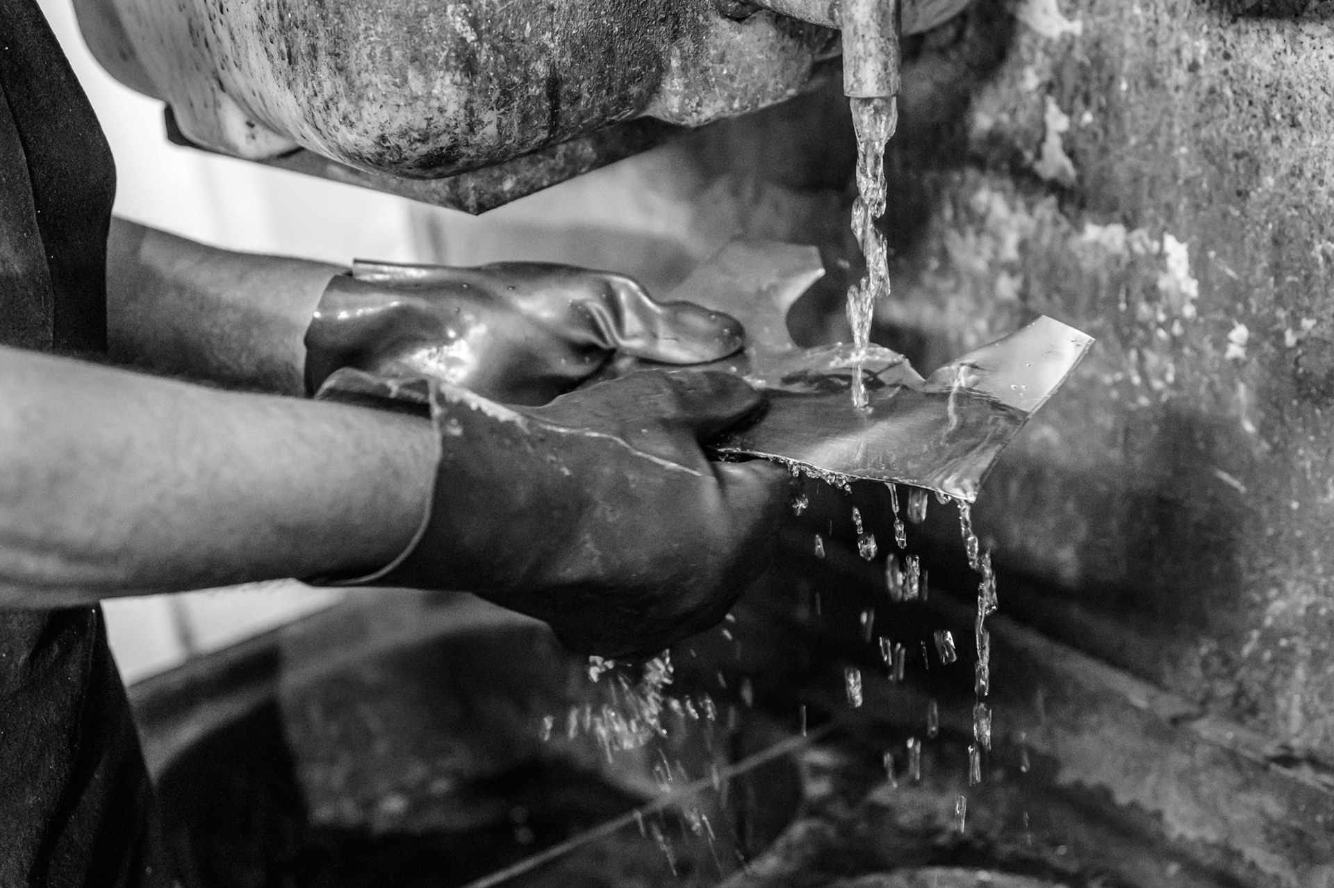 A stage of the process of patination – chemical aging and conservation of copper