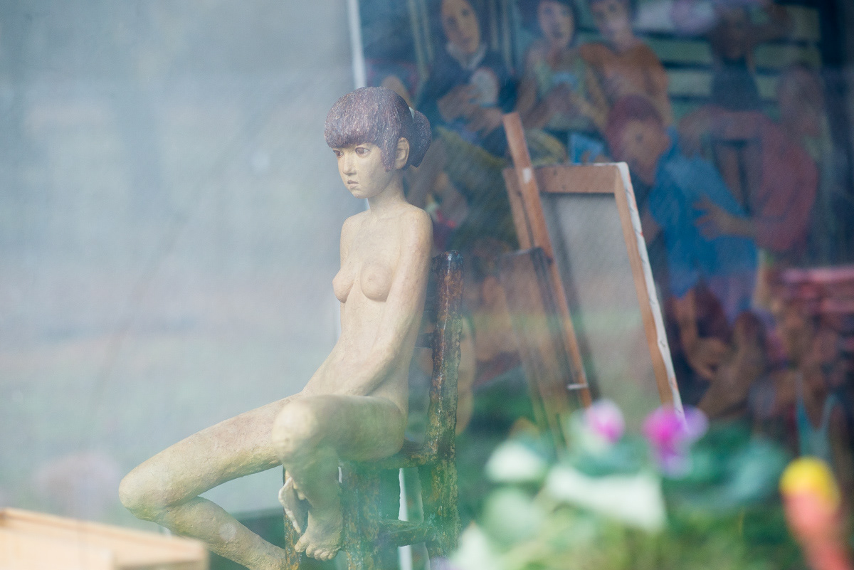 Through the studio's window