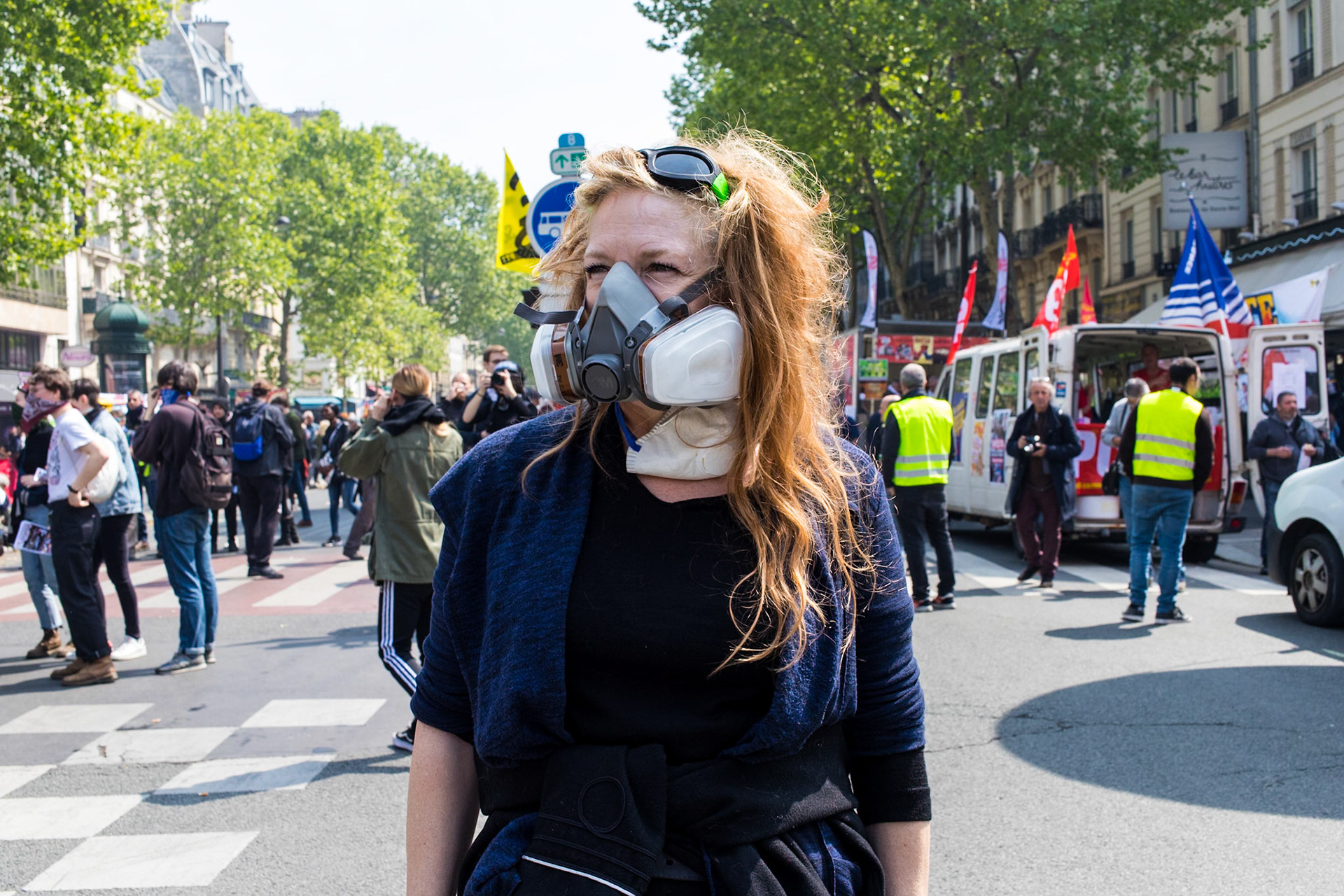 Demonstration in Paris for the first of May.Manifestation à Paris pour la fête du travail du 1er mai.