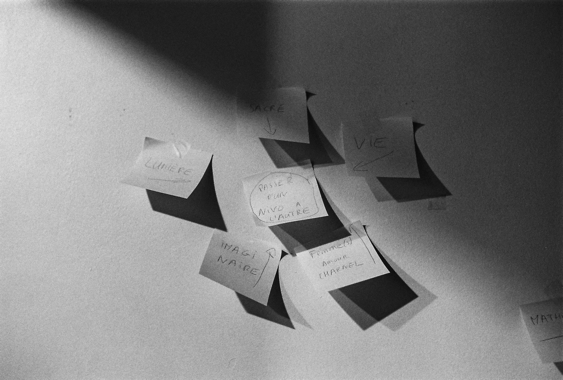 La décomposition en post-it de mon film Varan L'Image d'Après par Noémie, ma monteuse, en janvier 2014. 