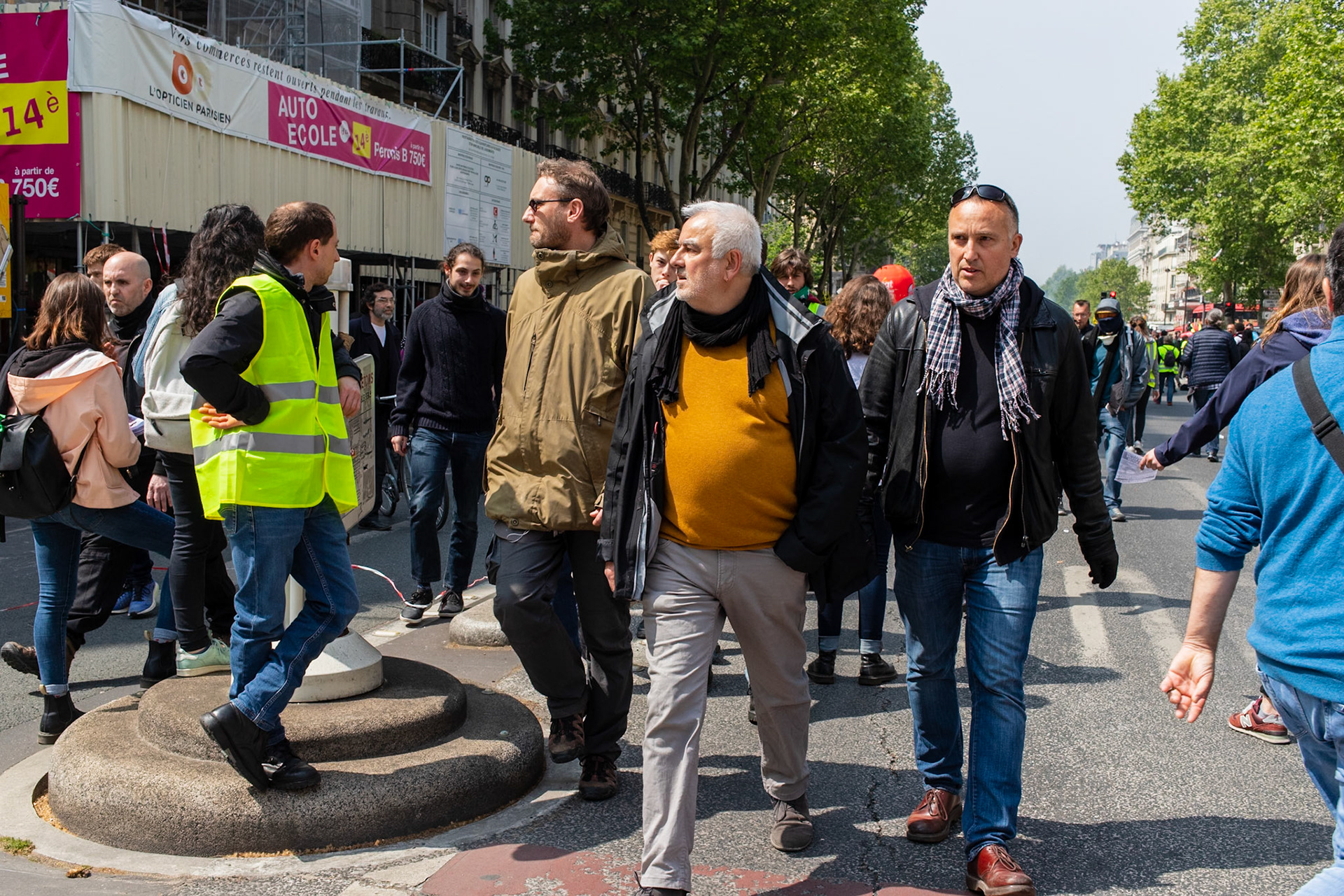 Demonstration in Paris for the first of May.Manifestation à Paris pour la fête du travail du 1er mai.
