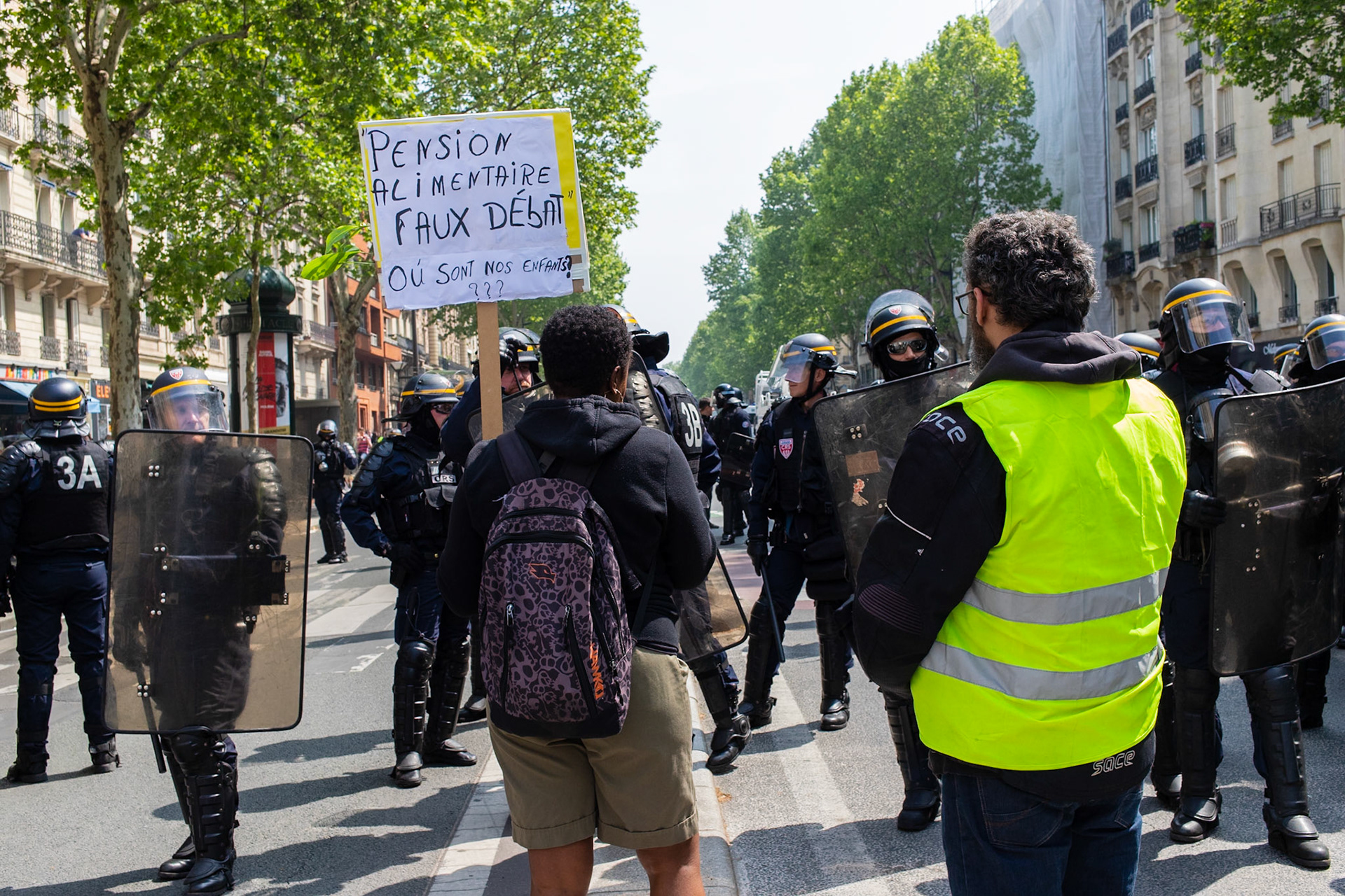 Demonstration in Paris for the first of May.Manifestation à Paris pour la fête du travail du 1er mai.
