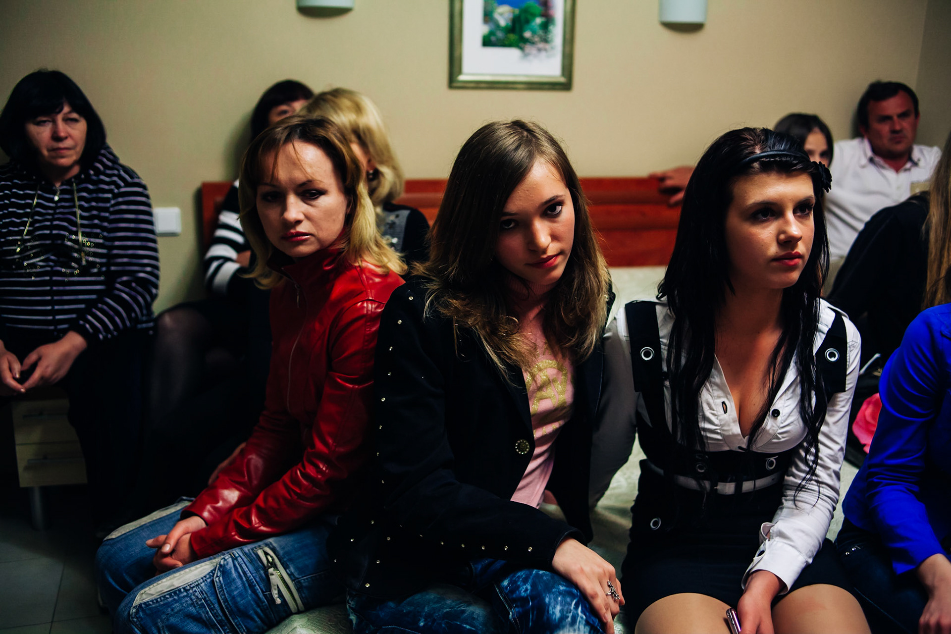 Big local casting in dark hotel in small town in Ukraine, Feodosia. Girls from 12 to 16 came with fashion school teachers and family.