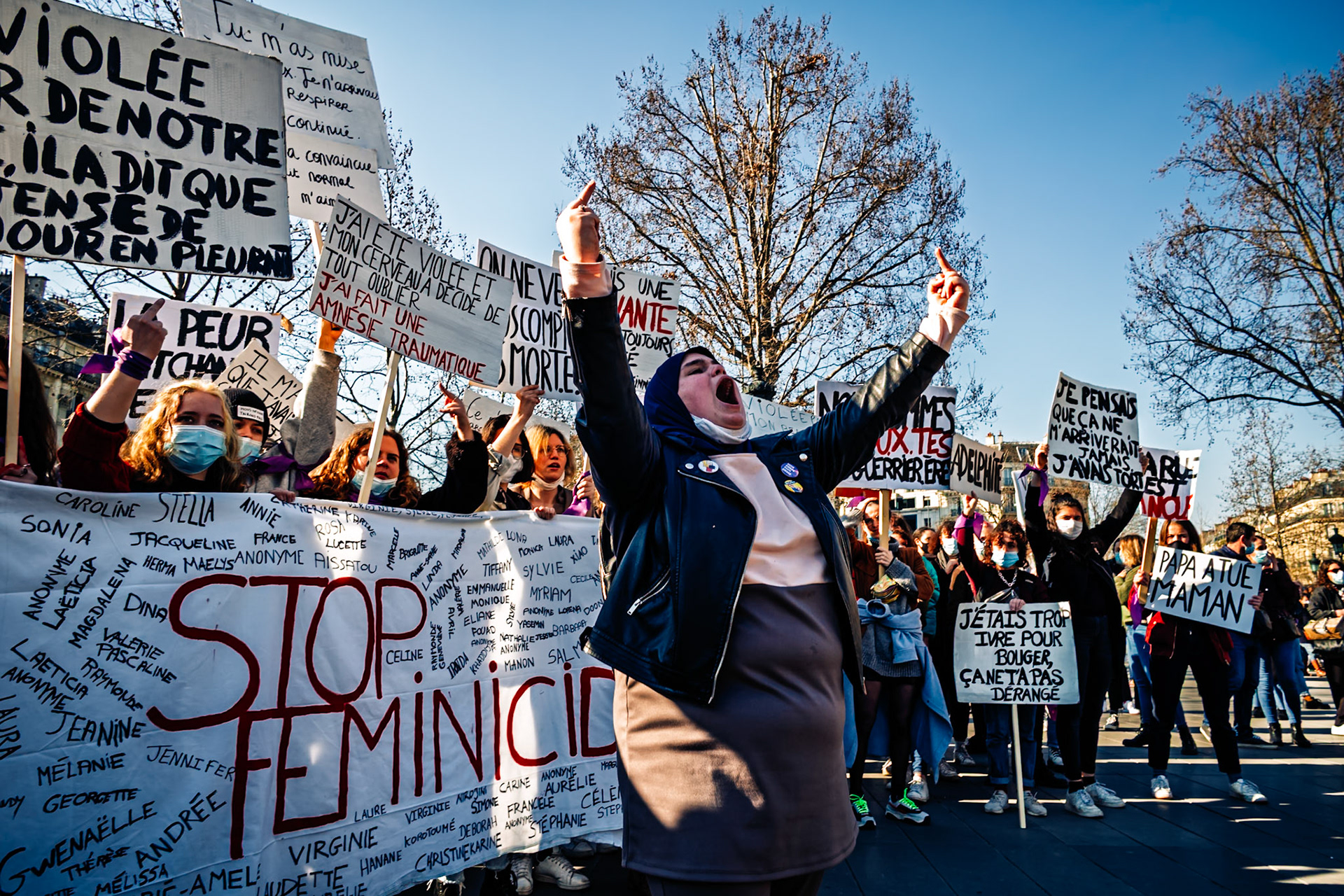 Manifestation pour le droit des femmes, Paris, place de la République.
