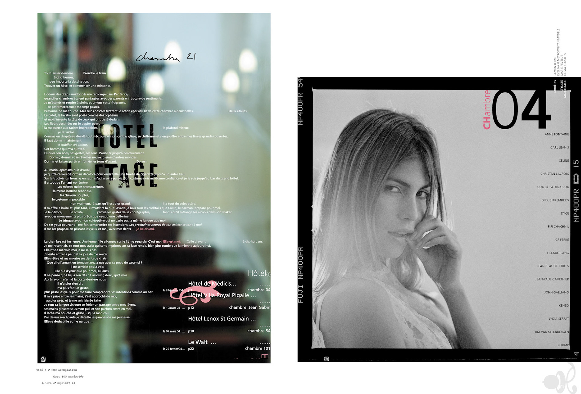 Pages offset du Printfolio n° 1, Chambre 21, édité en 2024.