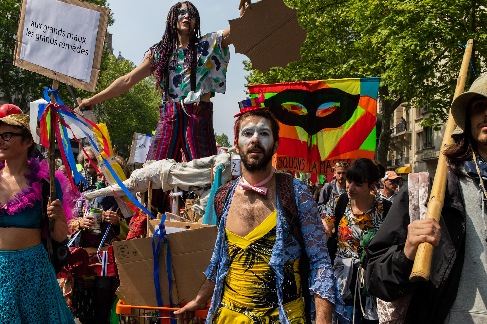 Demonstration in Paris for the first of May.Manifestation à Paris pour la fête du travail du 1er mai.