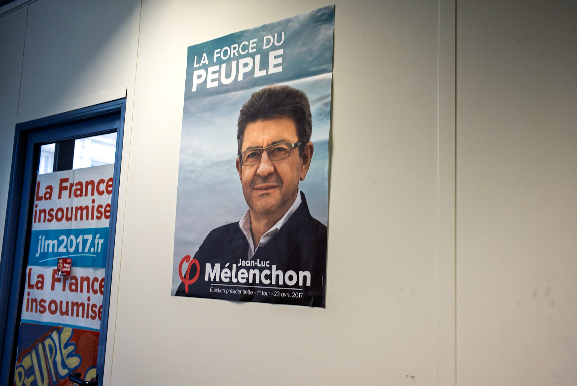Affiche pour Mélenchon pendant les élections présidentielles de 2017.