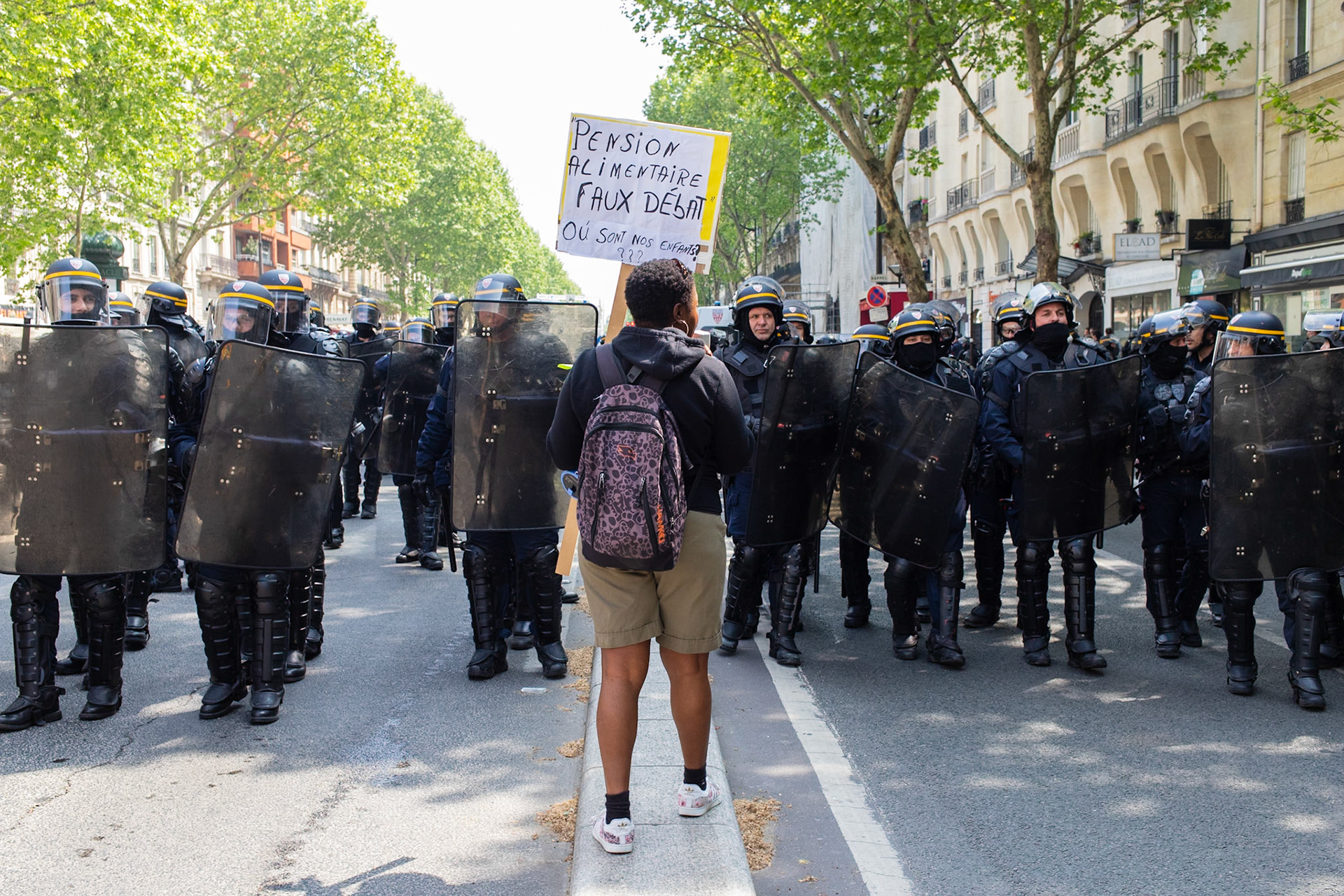 Demonstration in Paris for the first of May.Manifestation à Paris pour la fête du travail du 1er mai.