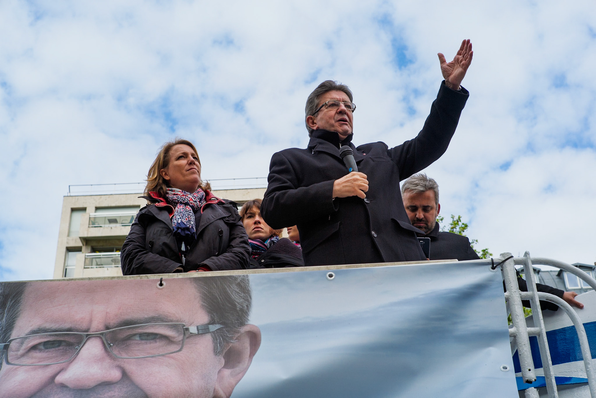 Le canditat Mélanchon pendant sa campagne pour les présidentielles de mai 2017.