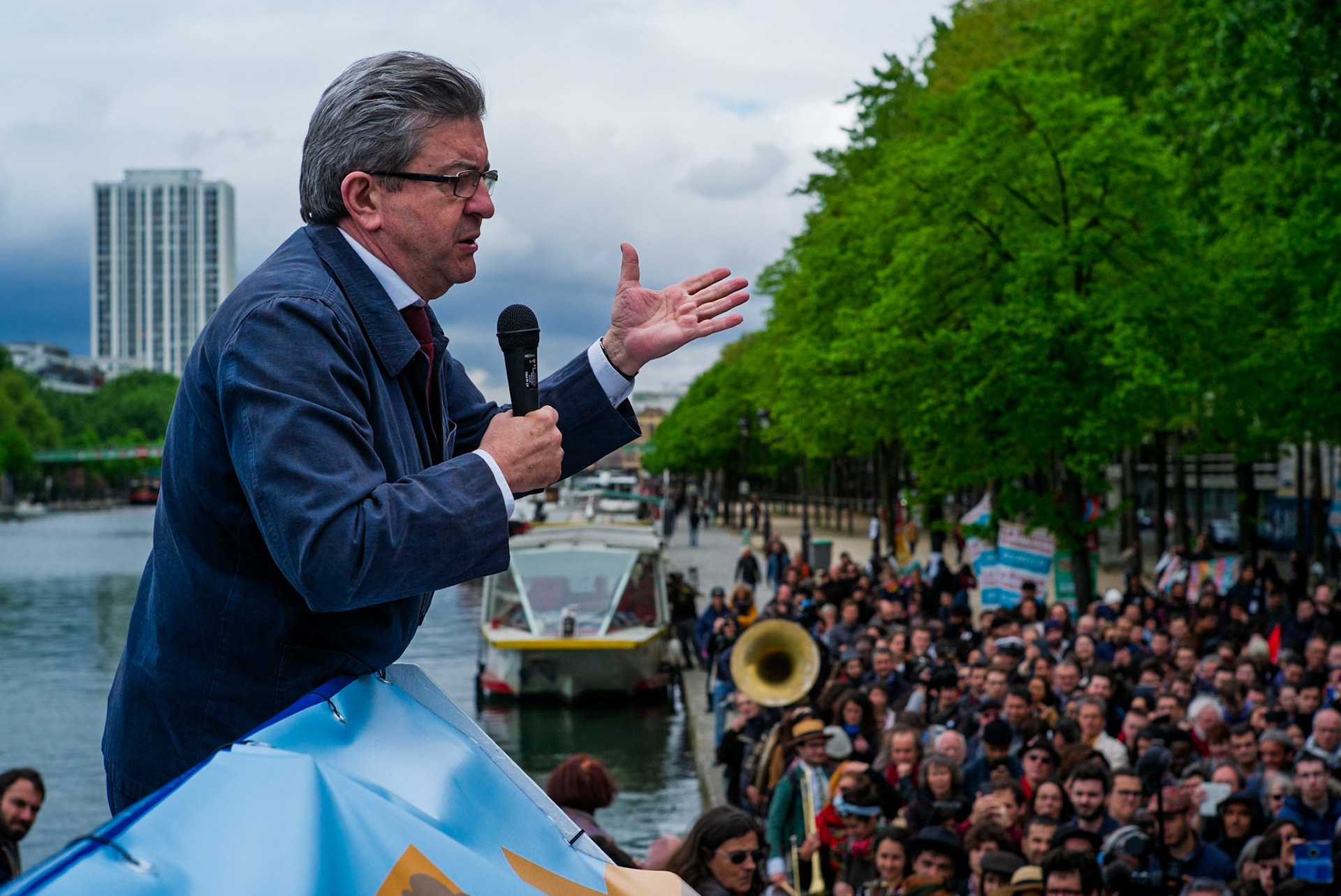 Le canditat Mélanchon pendant sa campagne pour les présidentielles de mai 2017.