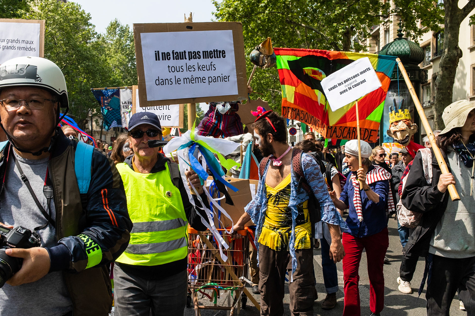Demonstration in Paris for the first of May.Manifestation à Paris pour la fête du travail du 1er mai.