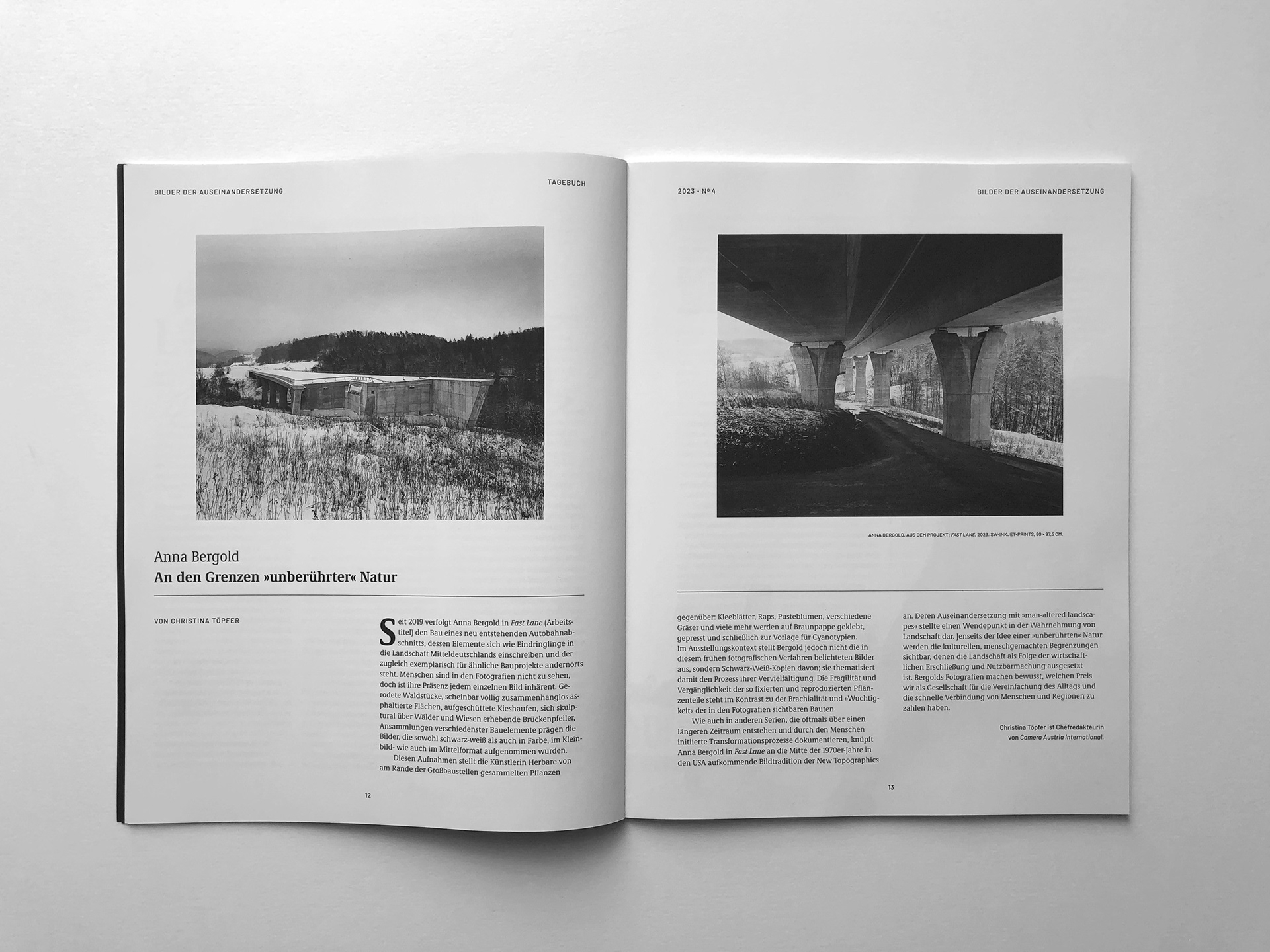 Text von Christina Töpfer im Magazin Tagebuch über die fotografische Arbeit Fast Lane bebildert mit zwei Fotografien von Anna Bergold