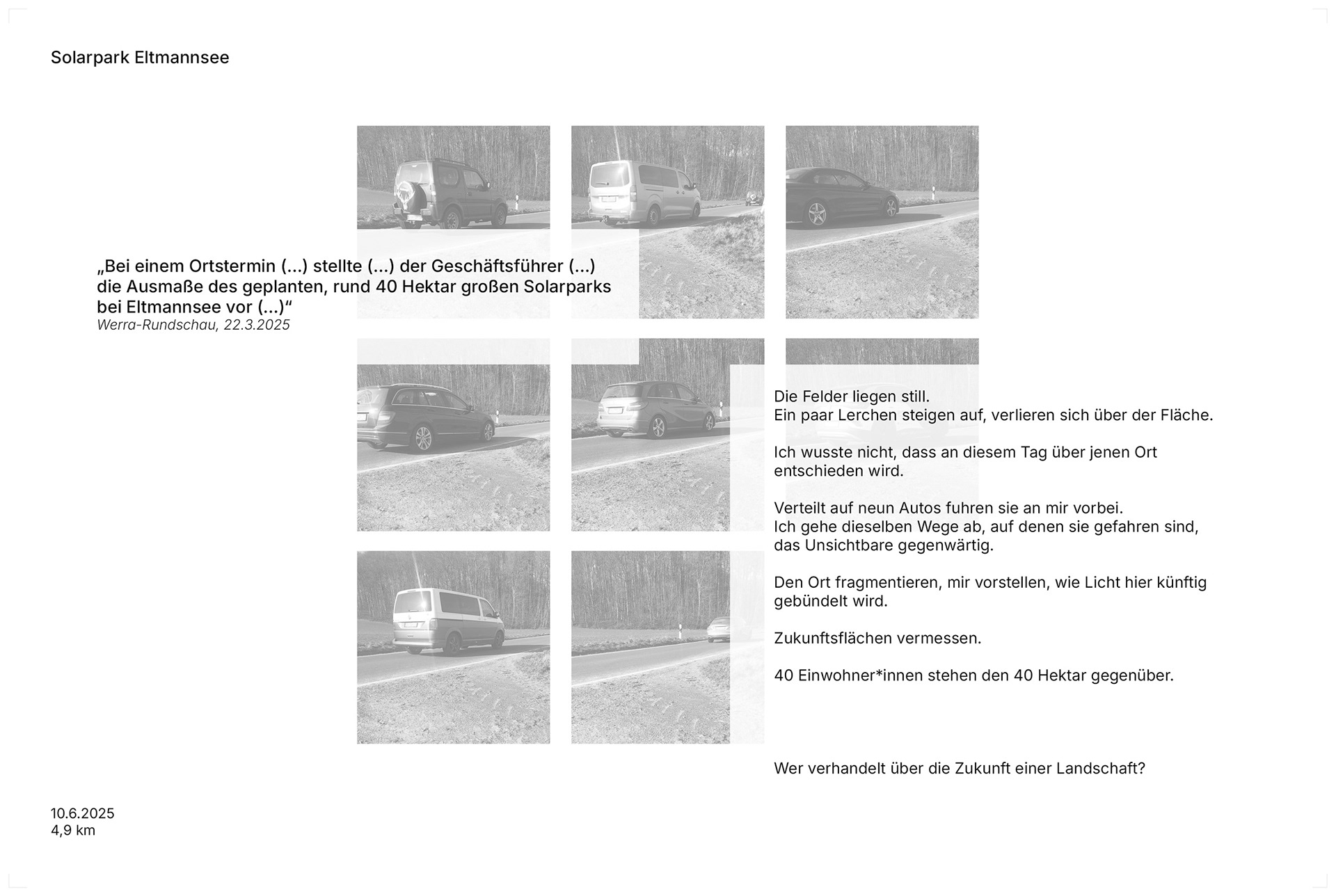 Recherche und poetische Betrachtung zum künftigen Solarpark