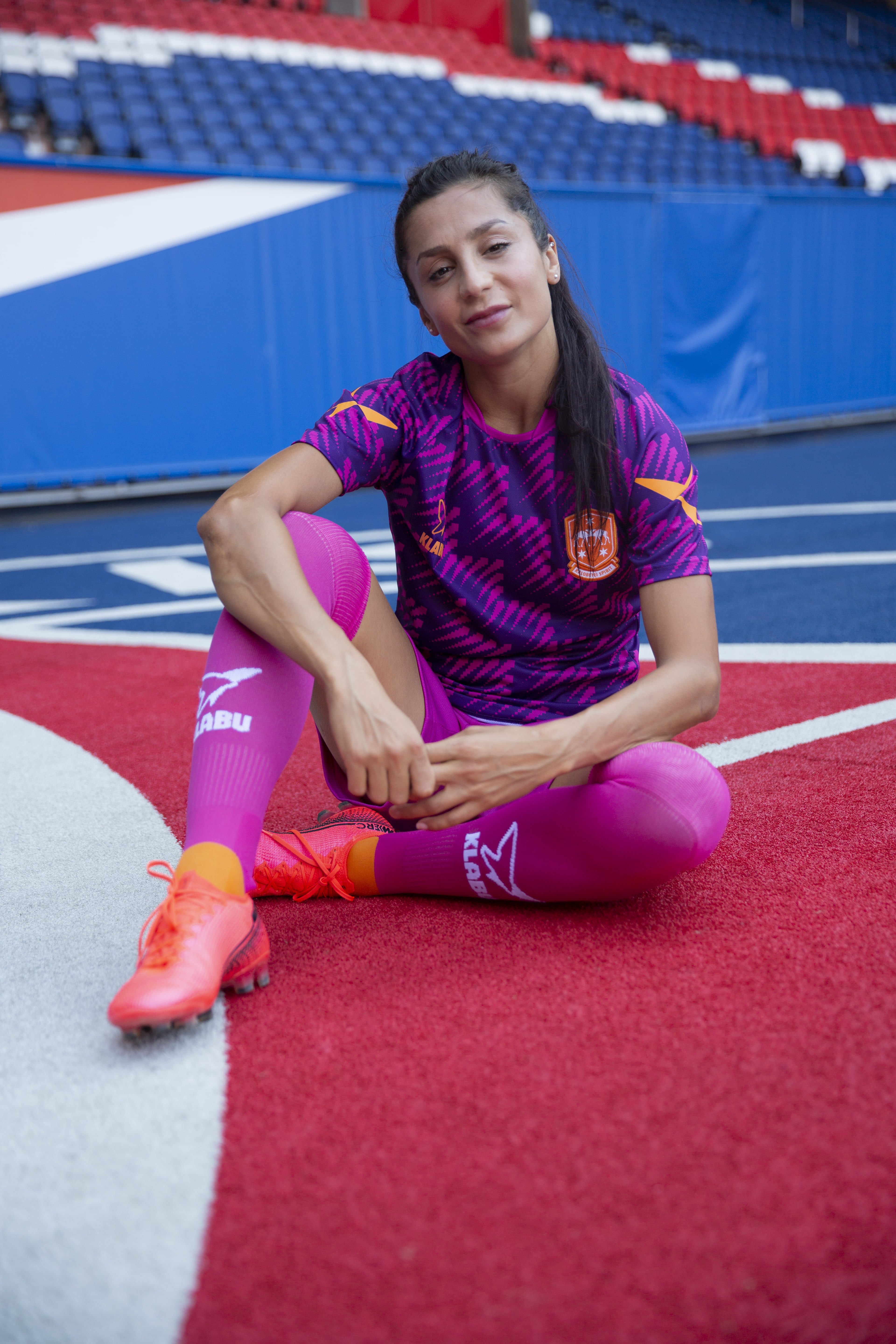 Nadia Nadim wearing Kalobeyei Spirit Kit