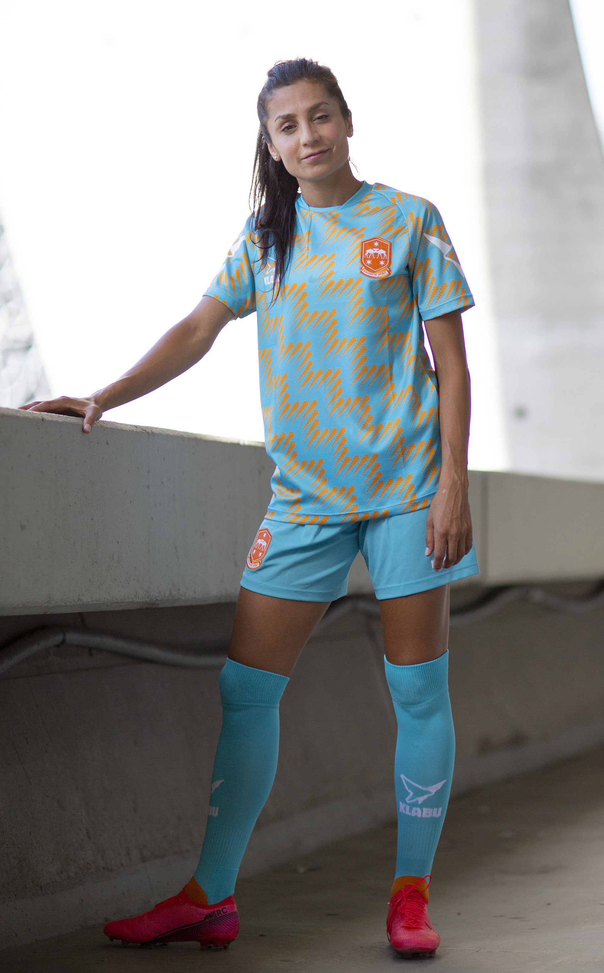 Nadia Nadim wearing Kalobeyei Spirit Kit