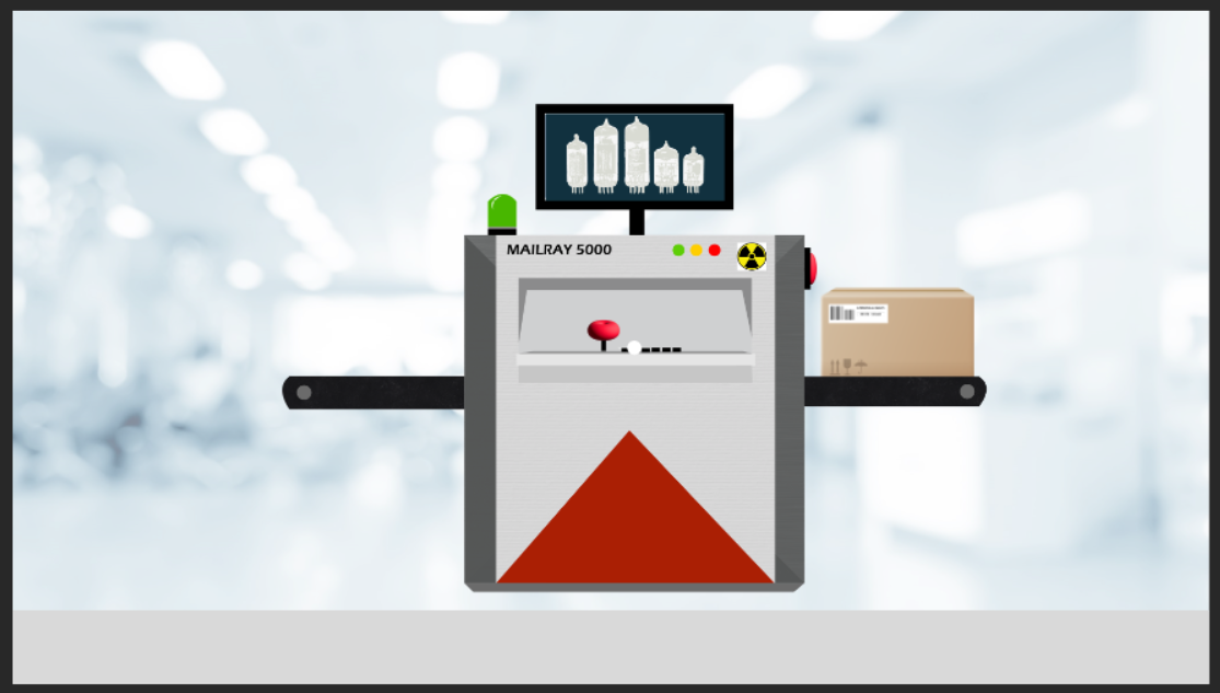 X-ray scans package and the result of the contents is displayed in the screen.