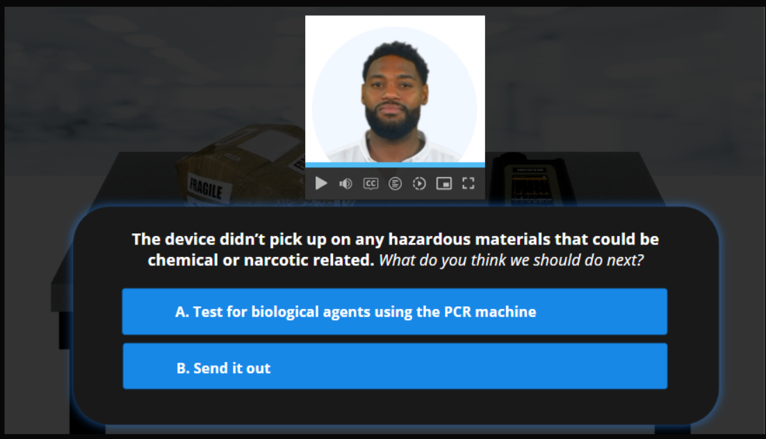 Players are prompted after using screening equipment.