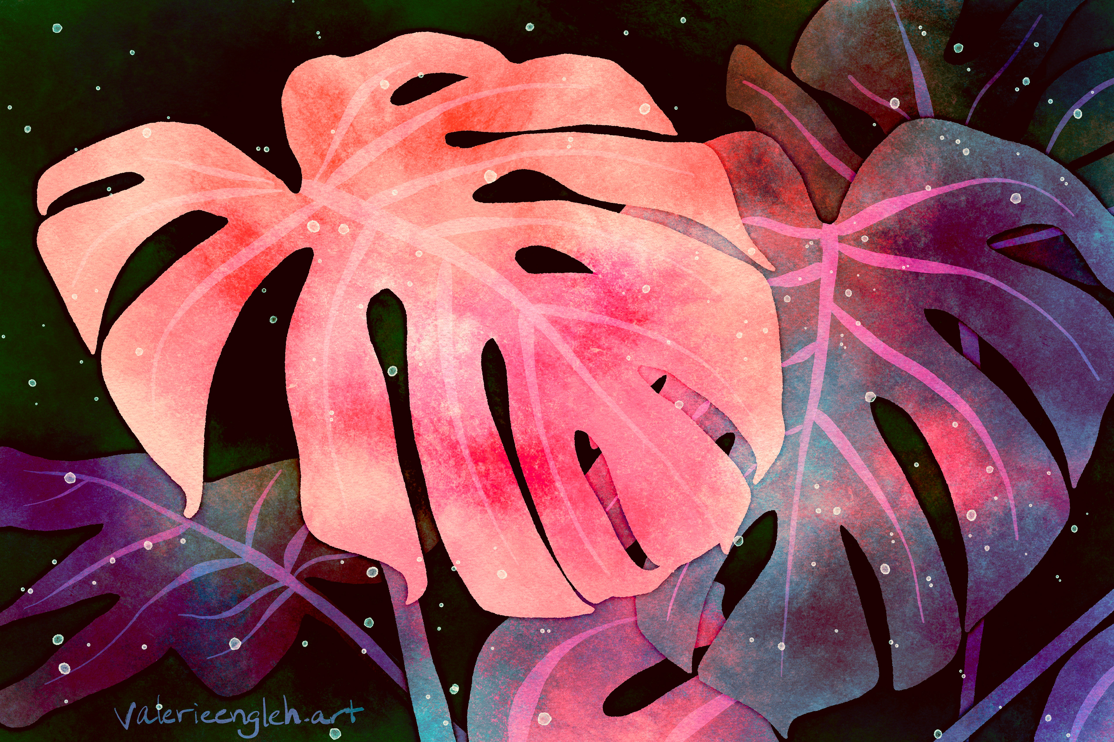Cosmic Monstera Leaves