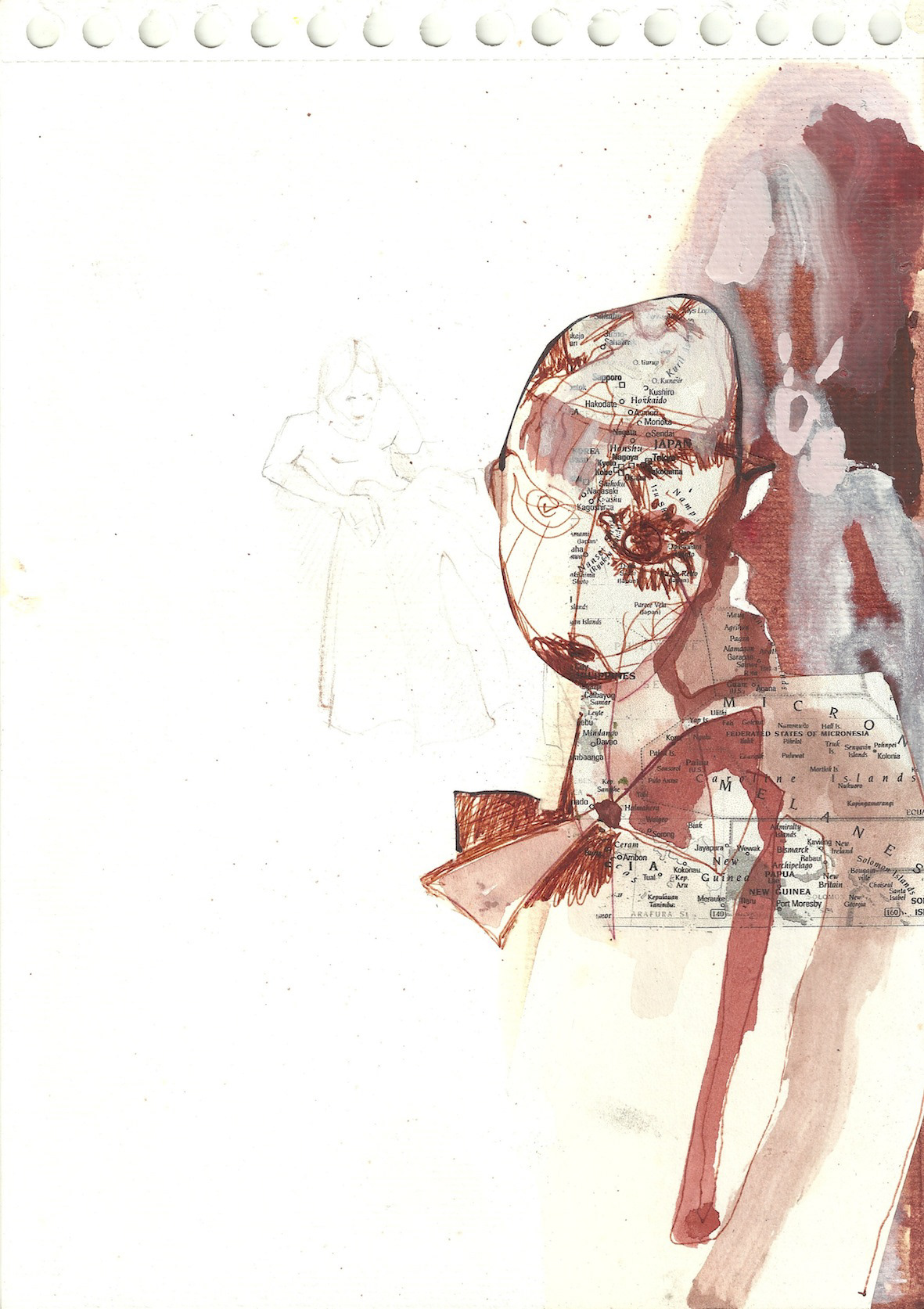 »Der Besuch im Schatten«, Mischtechnik/ mixed media, 21 x 28 cm, 2015