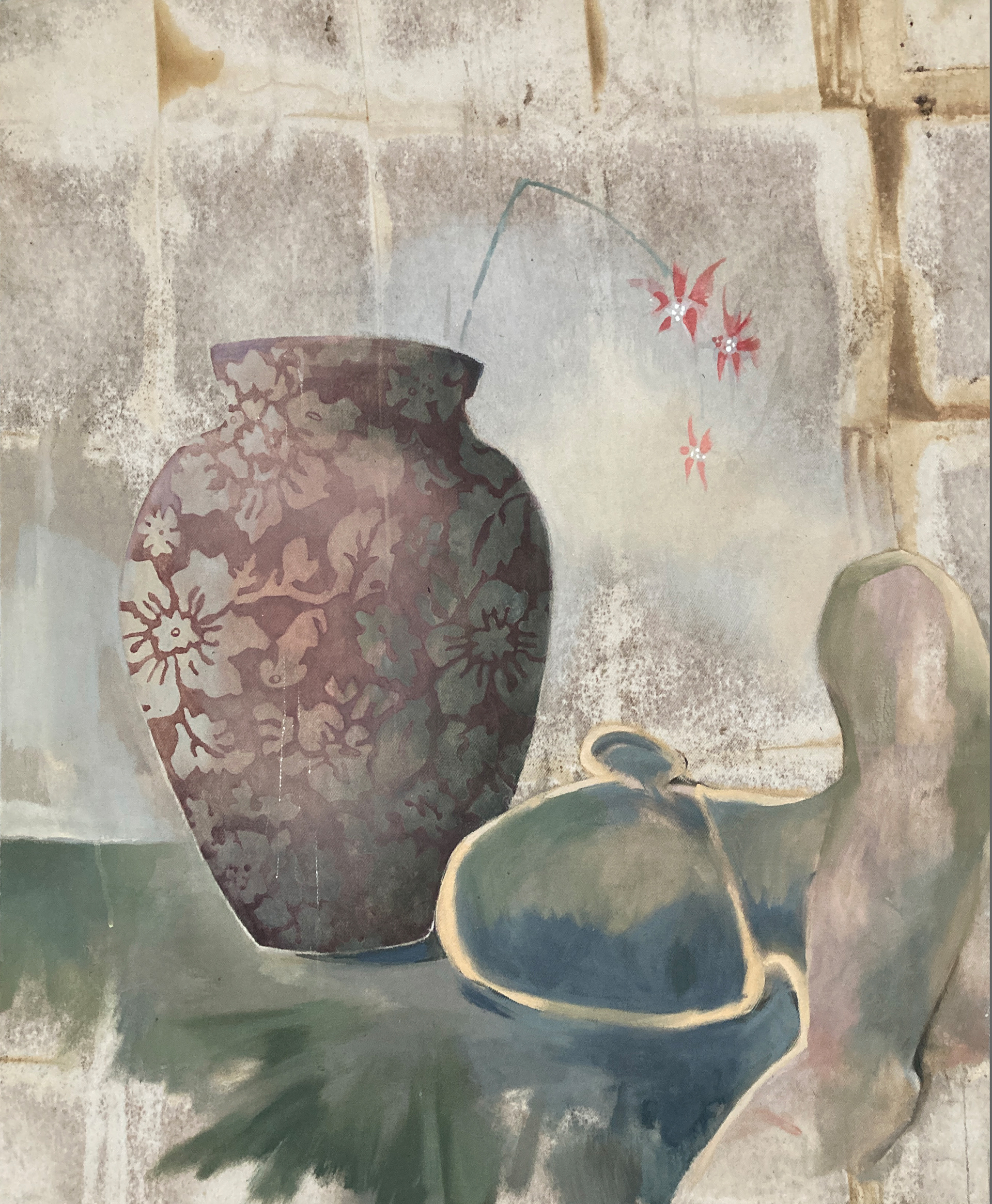 «Japanese Sleep», gouache on canvas, 85x100 cm, 2025