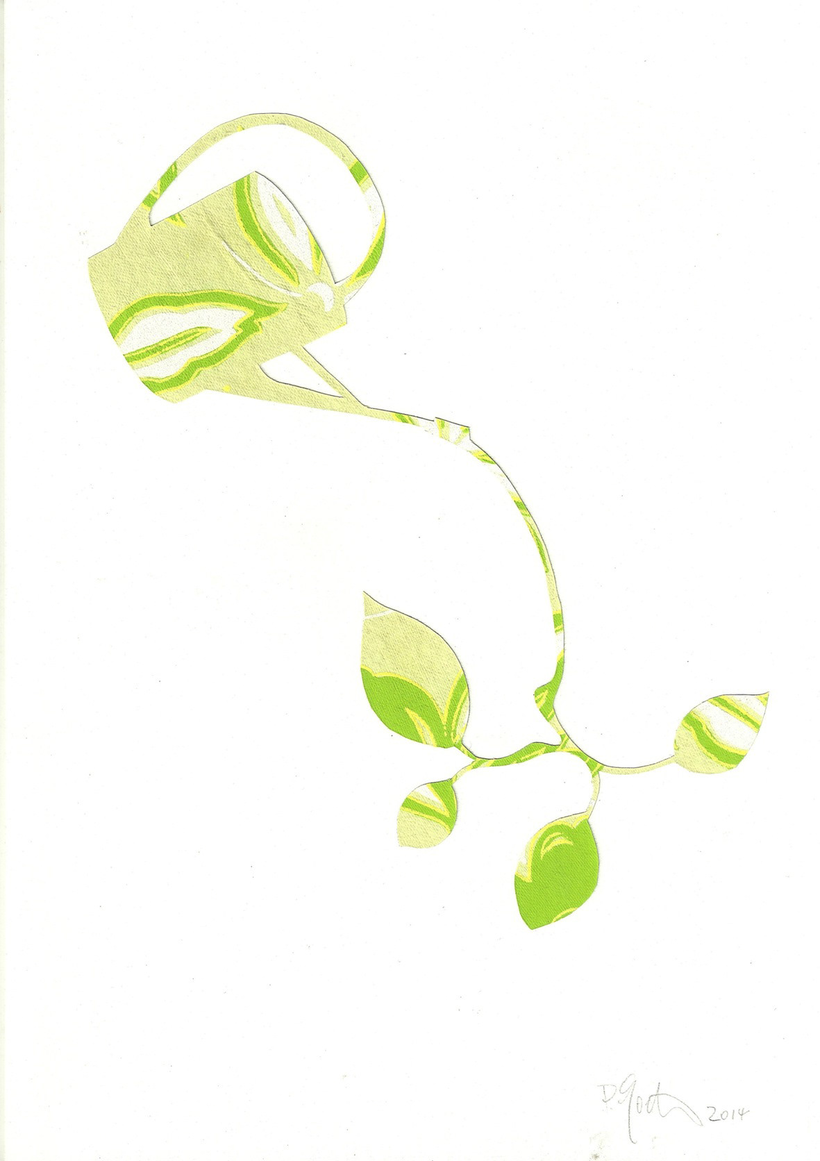 »Die Geste des Giessens«, papier découpé, 21 x 29,7 cm, 2014