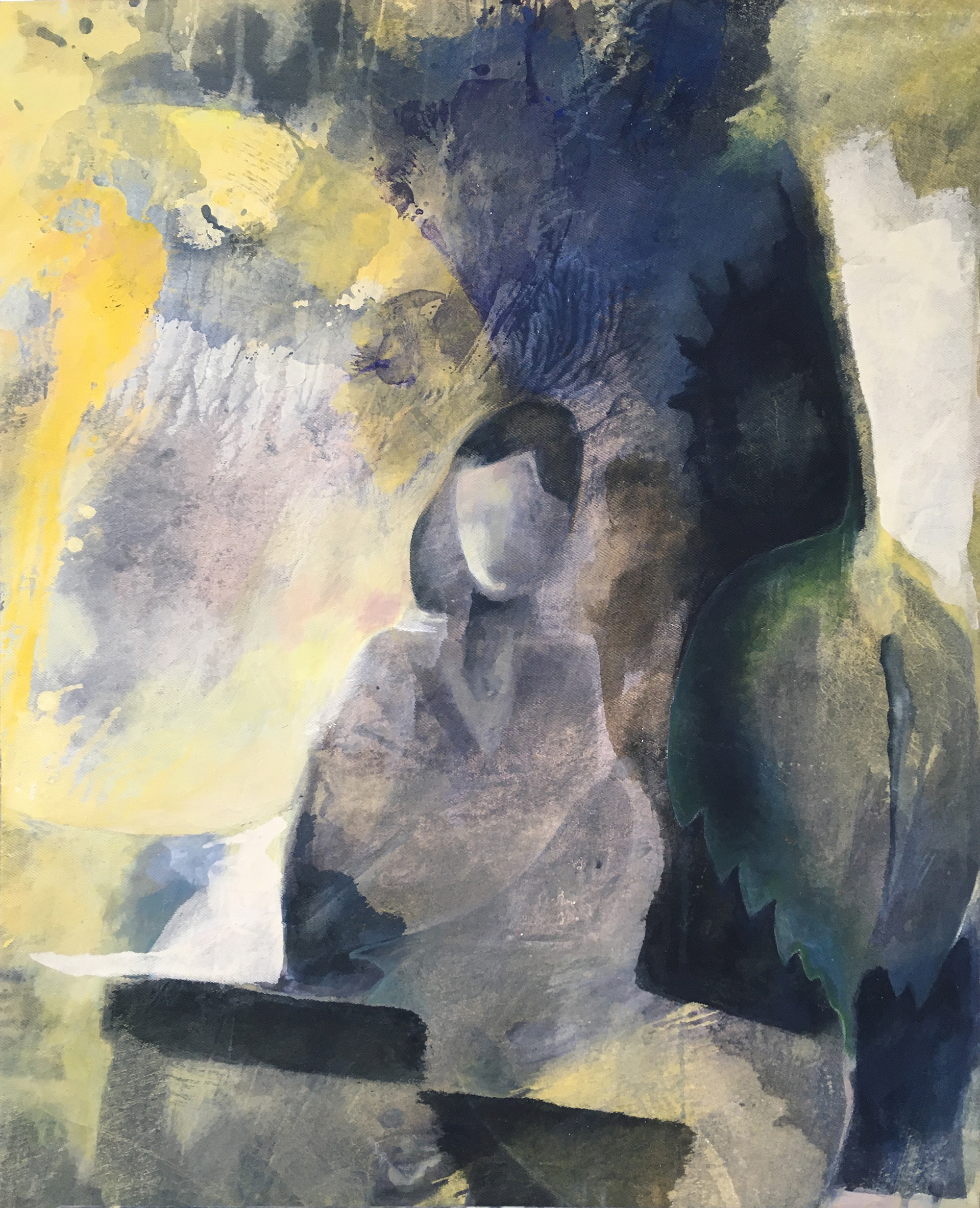 »Sandra und August in Tunesien«, Gouache und Oel auf Leinwand, 80x65 cm, 2022