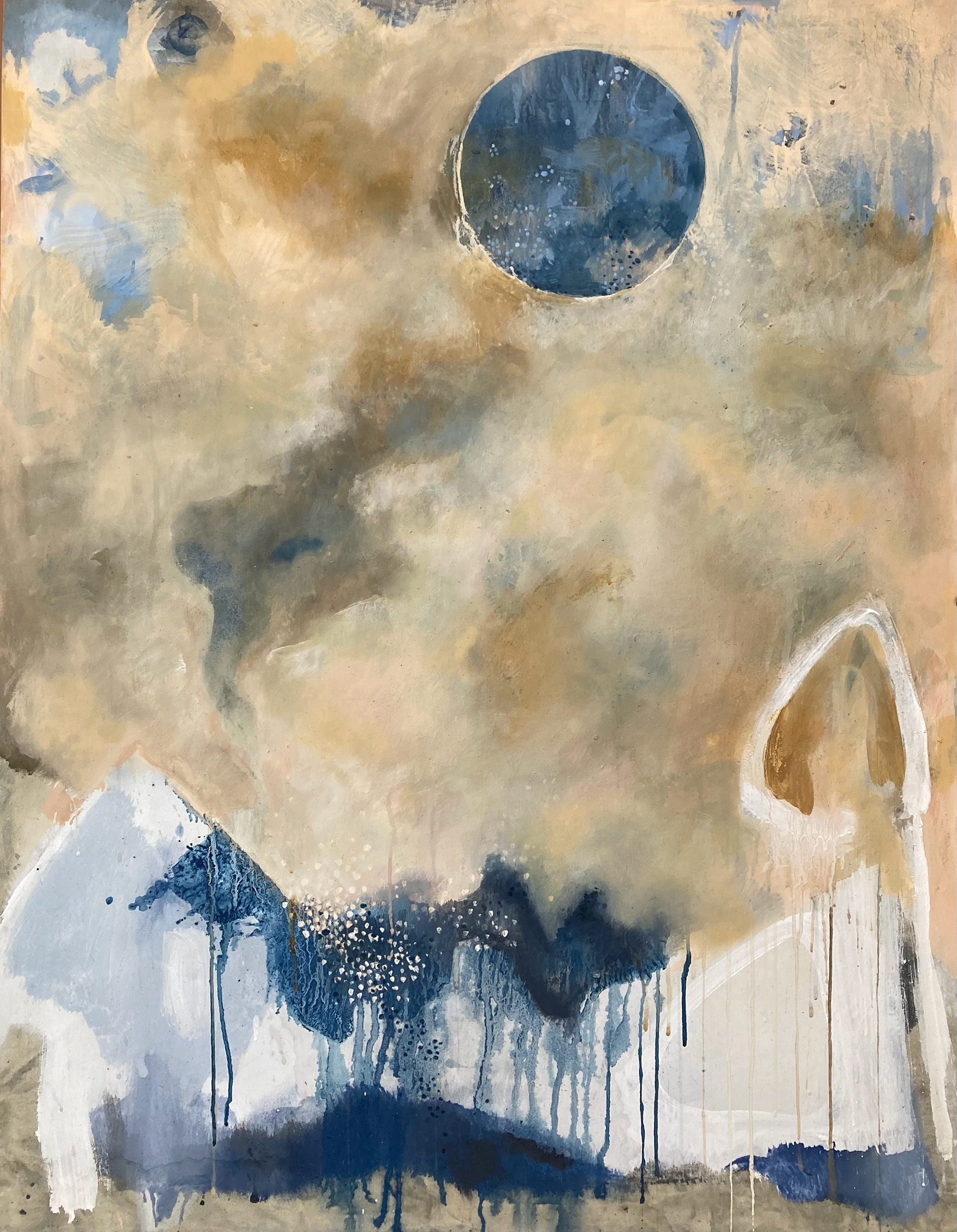 »Alle Kirchen - Alle Dörfer«, Gouache und Öl auf Leinwand, 130x100 cm, 2022