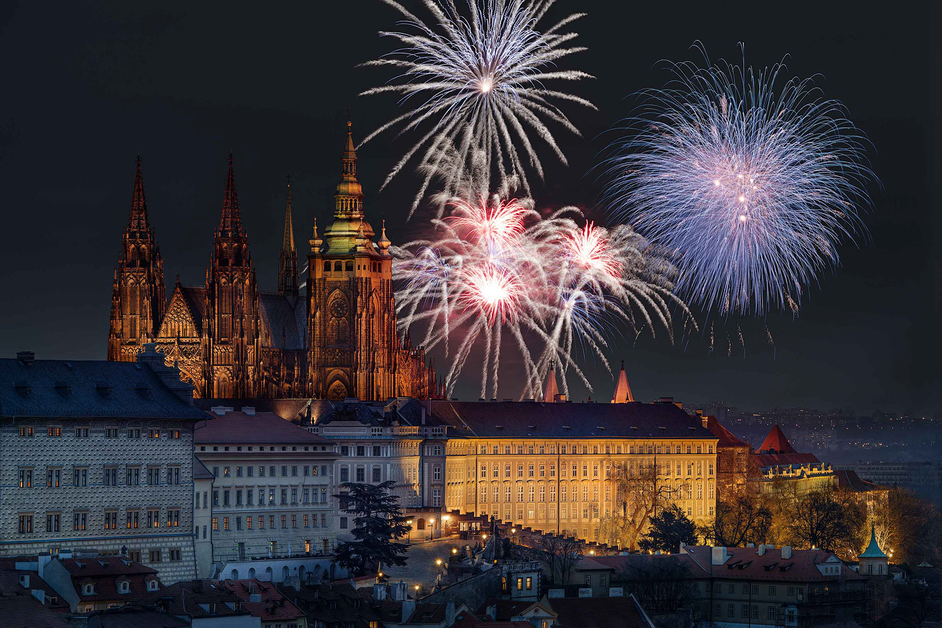Czech Republic, Prague, Prague castle, fireworks