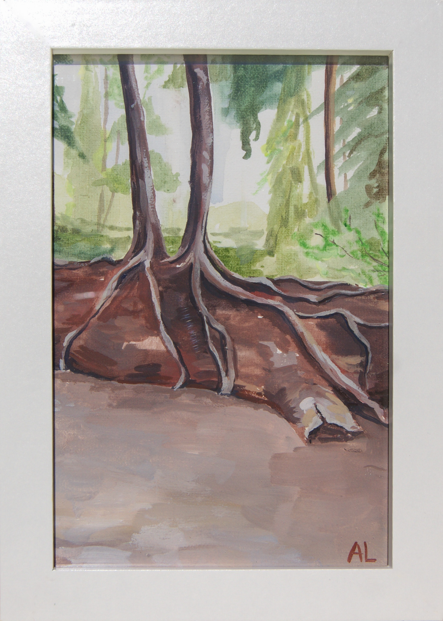 Sequoia National Park Tree, 6 X 4 Inches (7.9 x 5.7 Inches with frame), Gouache on Board, $43 with frame