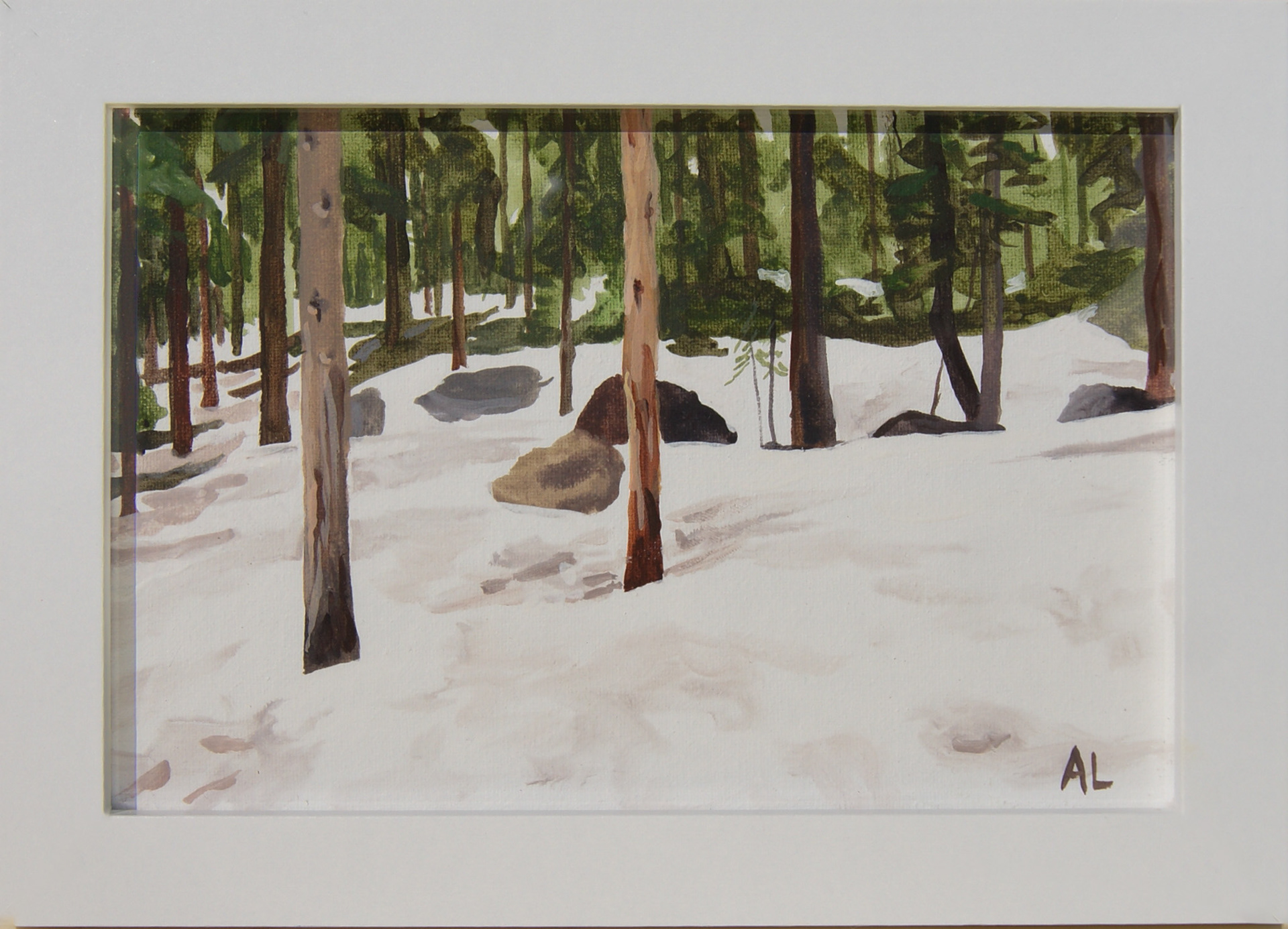 Snowscape RMNP, 6 X 4 Inches (7.9 X 5.7 Inches with Frame), Gouache on Paper, $43 with Frame