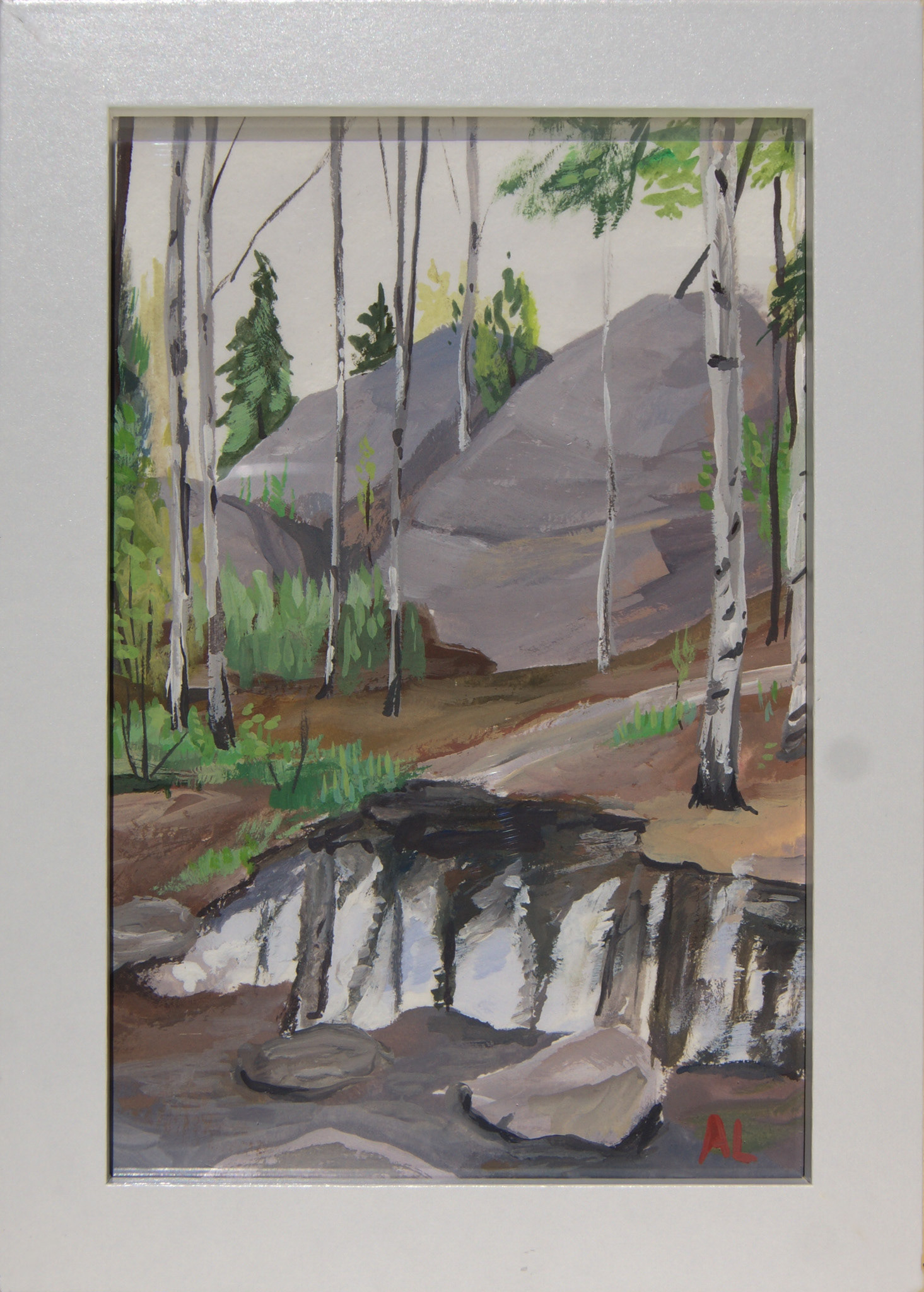 RMNP Lumpy Ridge Trail, 6 X 4 Inches (7.9 x 5.7 Inches with frame), Gouache on Paper, $43 with frame