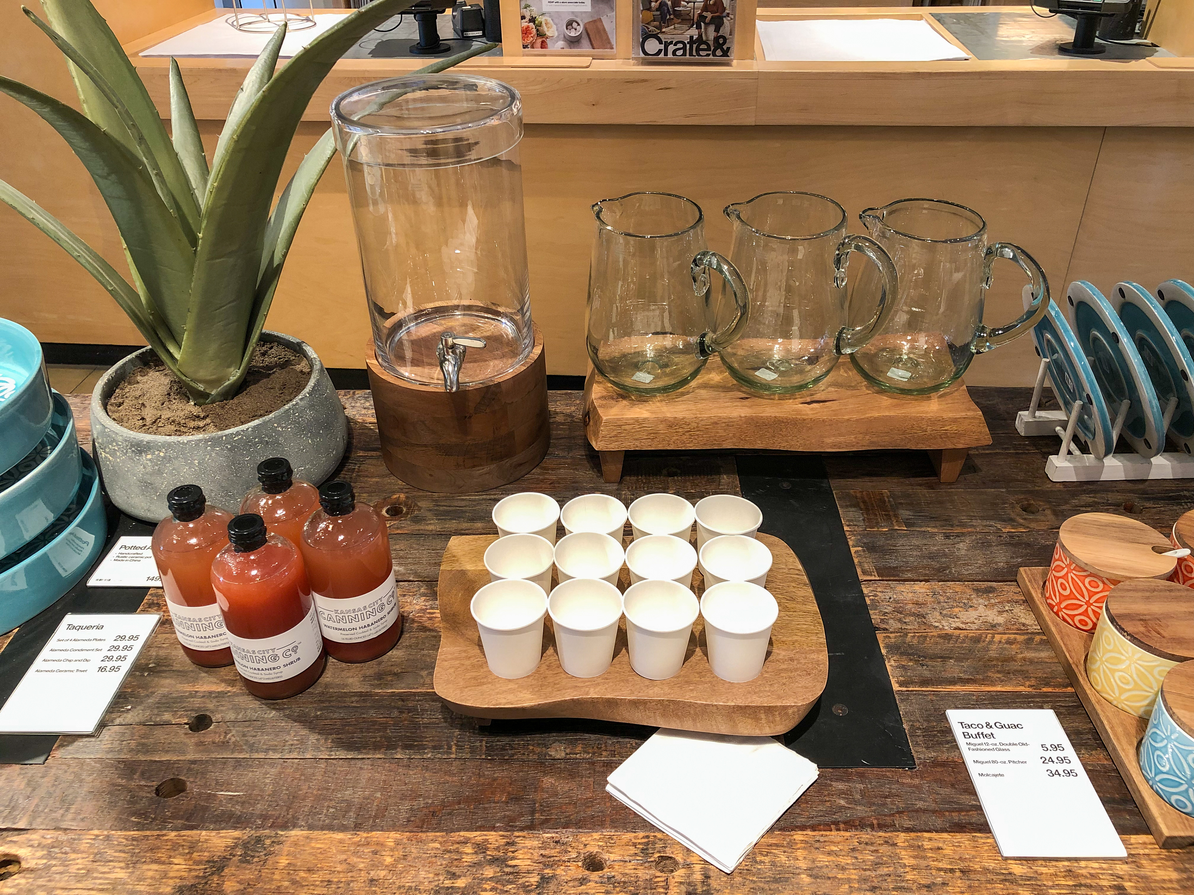 Product demo display for Crate & Barrel