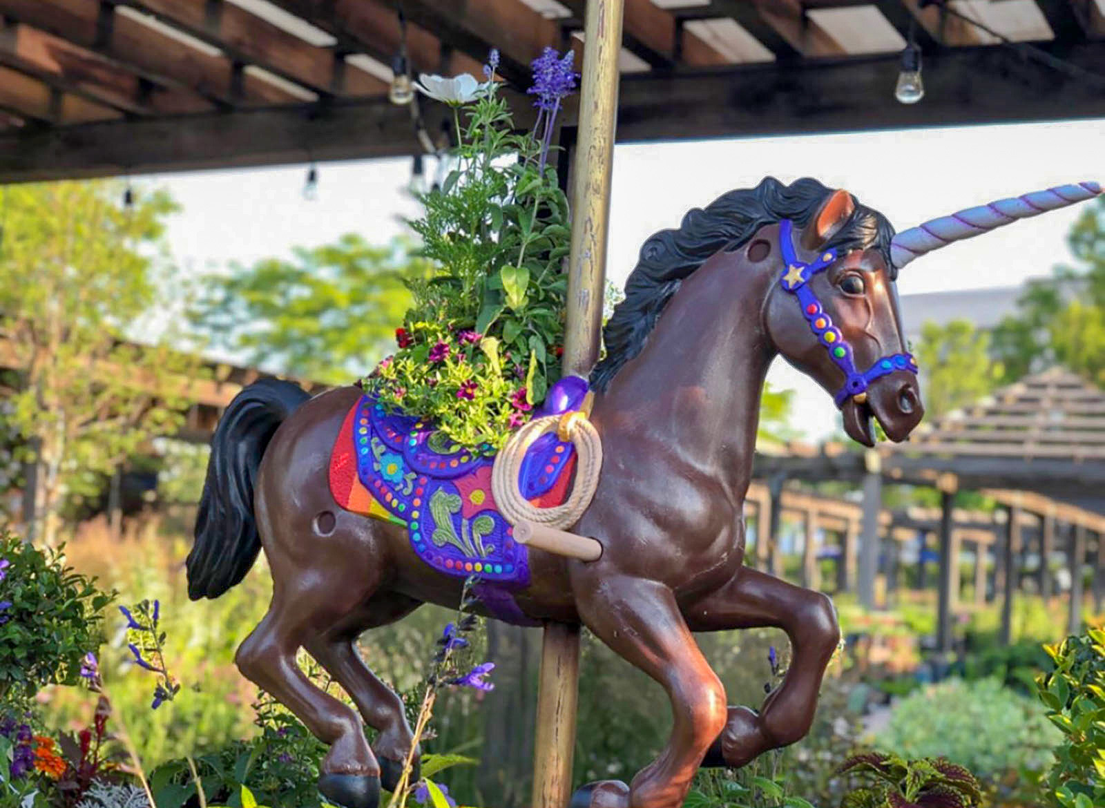 Hand painted vintage carousel horse display for Chalet