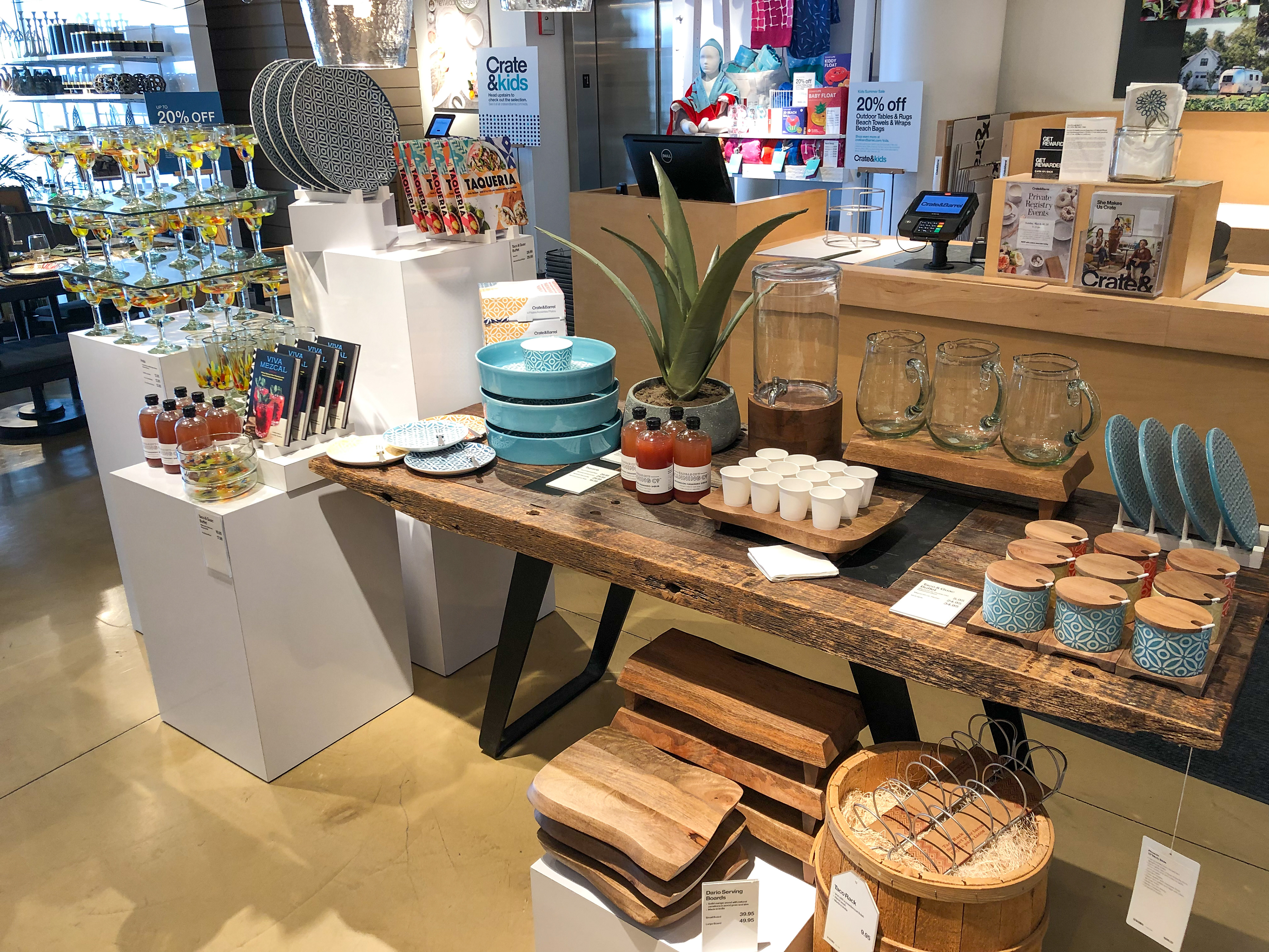 Product demo display for Crate & Barrel