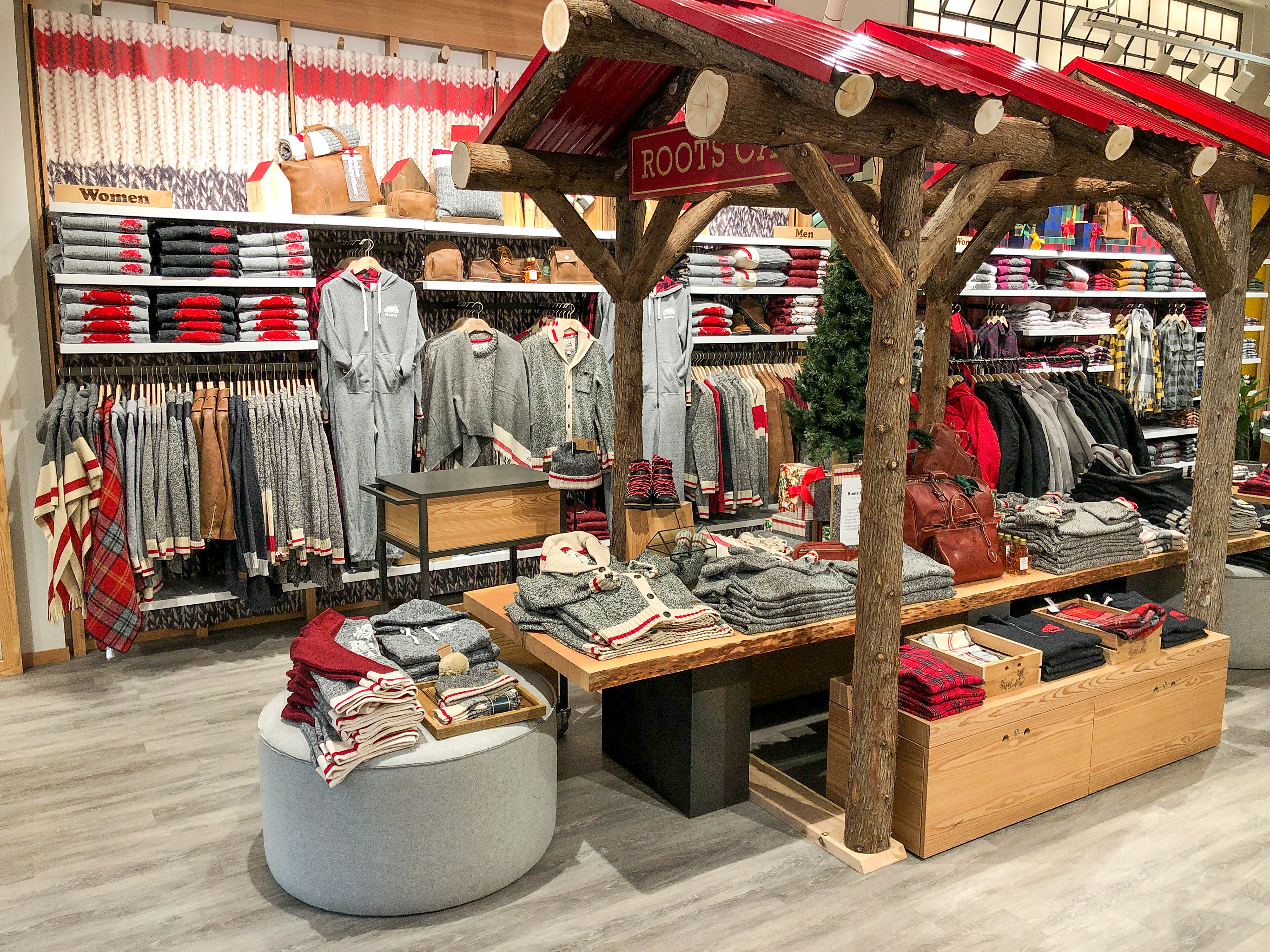 Apparel display for Roots